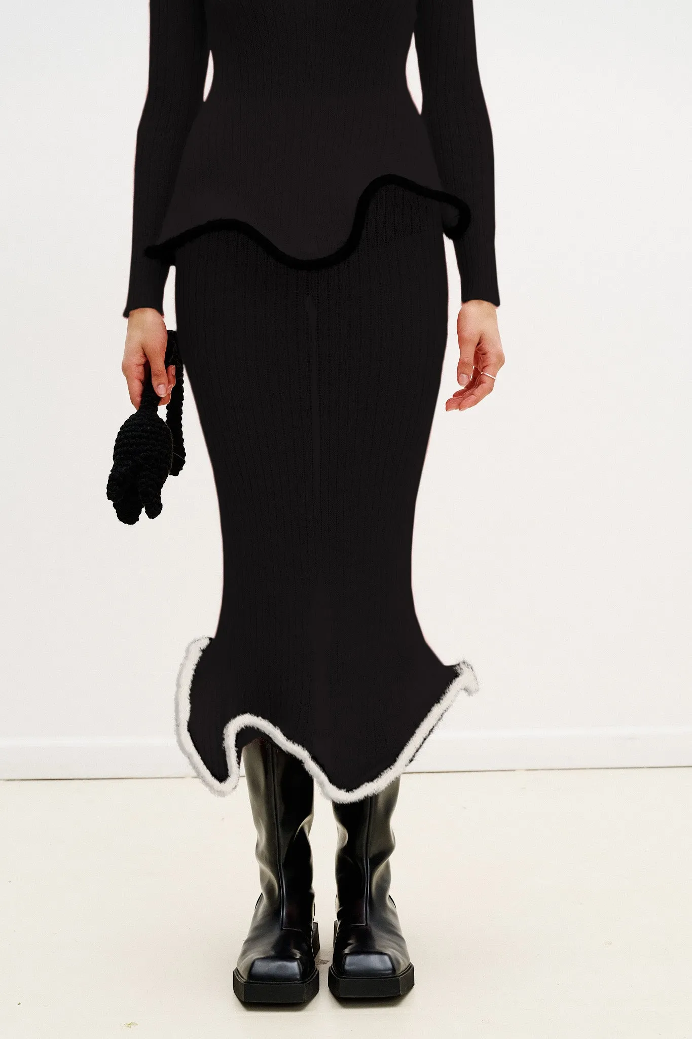 GINNY ALPACA WAVY MIDI SKIRT Tough Style Slim Look