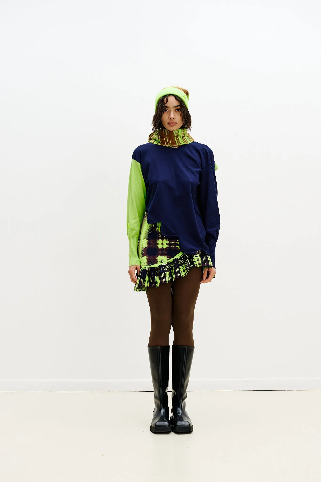 Tagless Collar Adjustable Cuff System SHARON COLORBLOCK WAVY PULLOVER