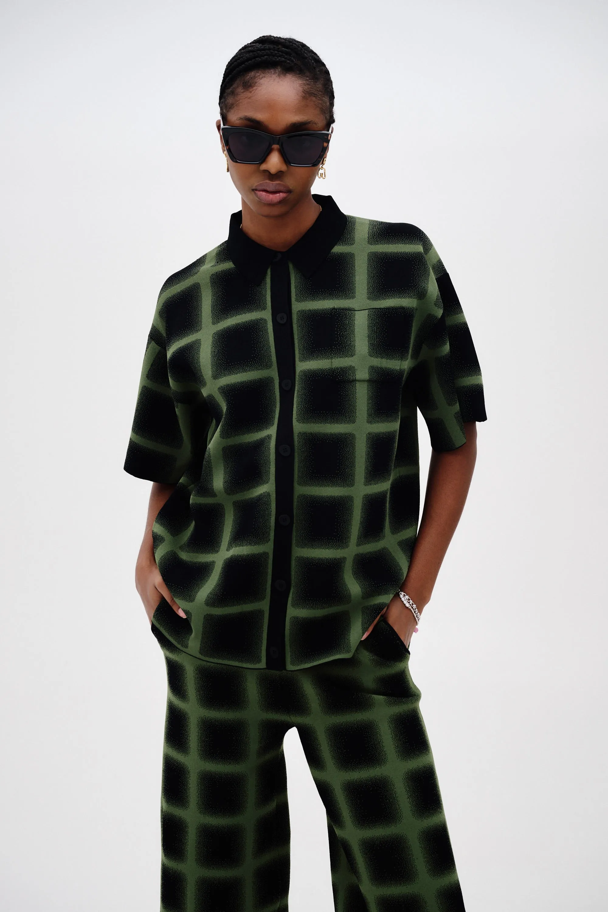 VentilatedBack CAMELLIA OVERSIZED PLAID SHIRT