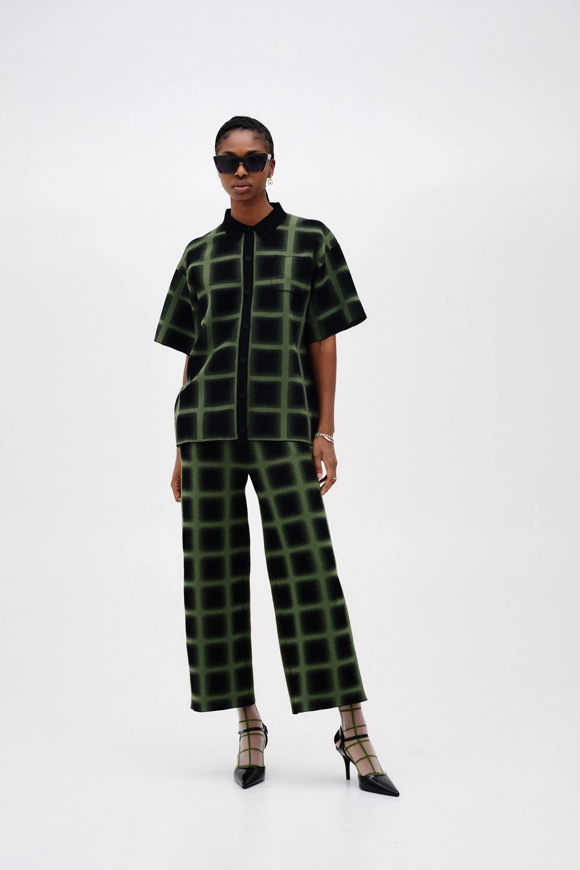 CAMELLIA OVERSIZED PLAID SHIRT Button Down Collar