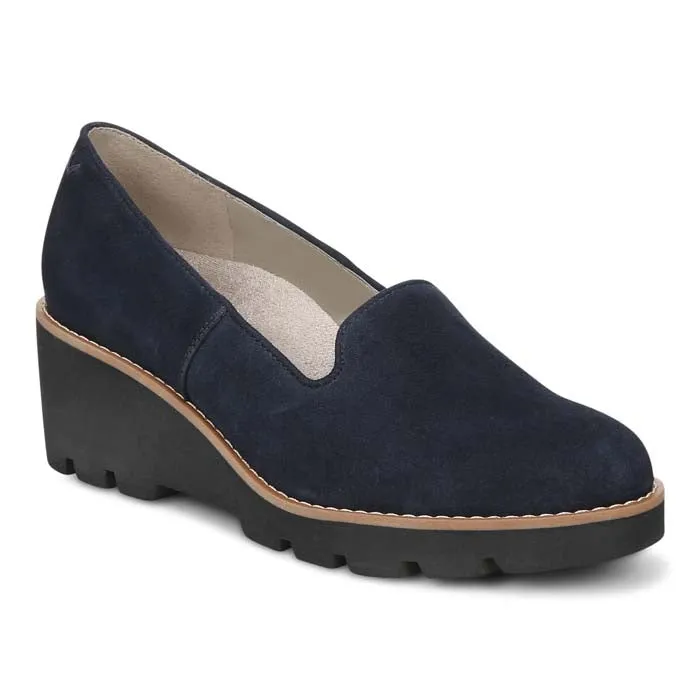 Womens Vionic Willa Wedge in Navy Jogging Ease Vegan Leather