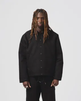 Dago Jacket Nebraska Cotton Black No Roll Collar Technology