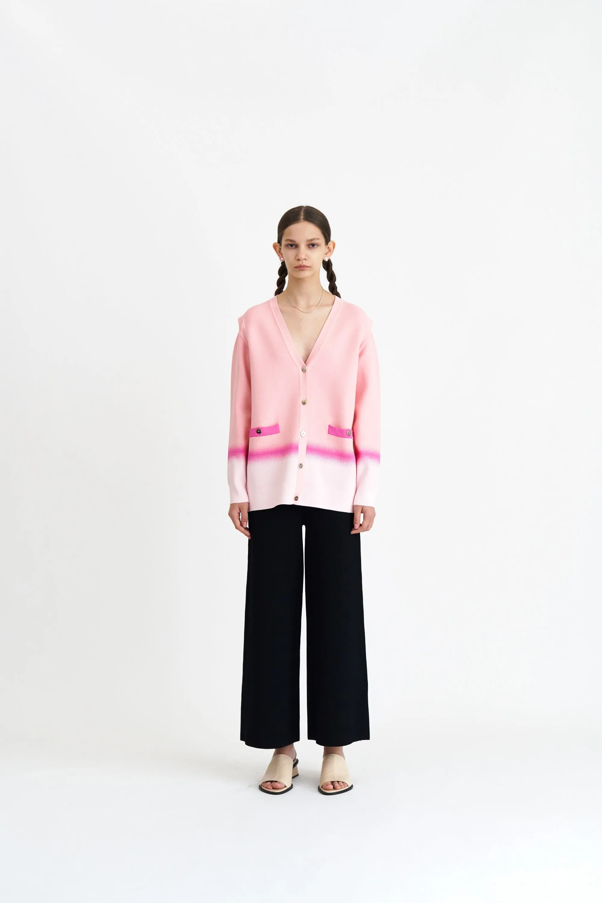 Stretch Material Minimalist Pocket Layout NOEL OVERSIZED CARDIGAN WITH DETACHABLE SLEEVES