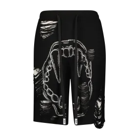 DISTRESSED FANG LIPS KNITTED SWEATER SHORT Chill Fit Design Abrasion Resistant Fabric
