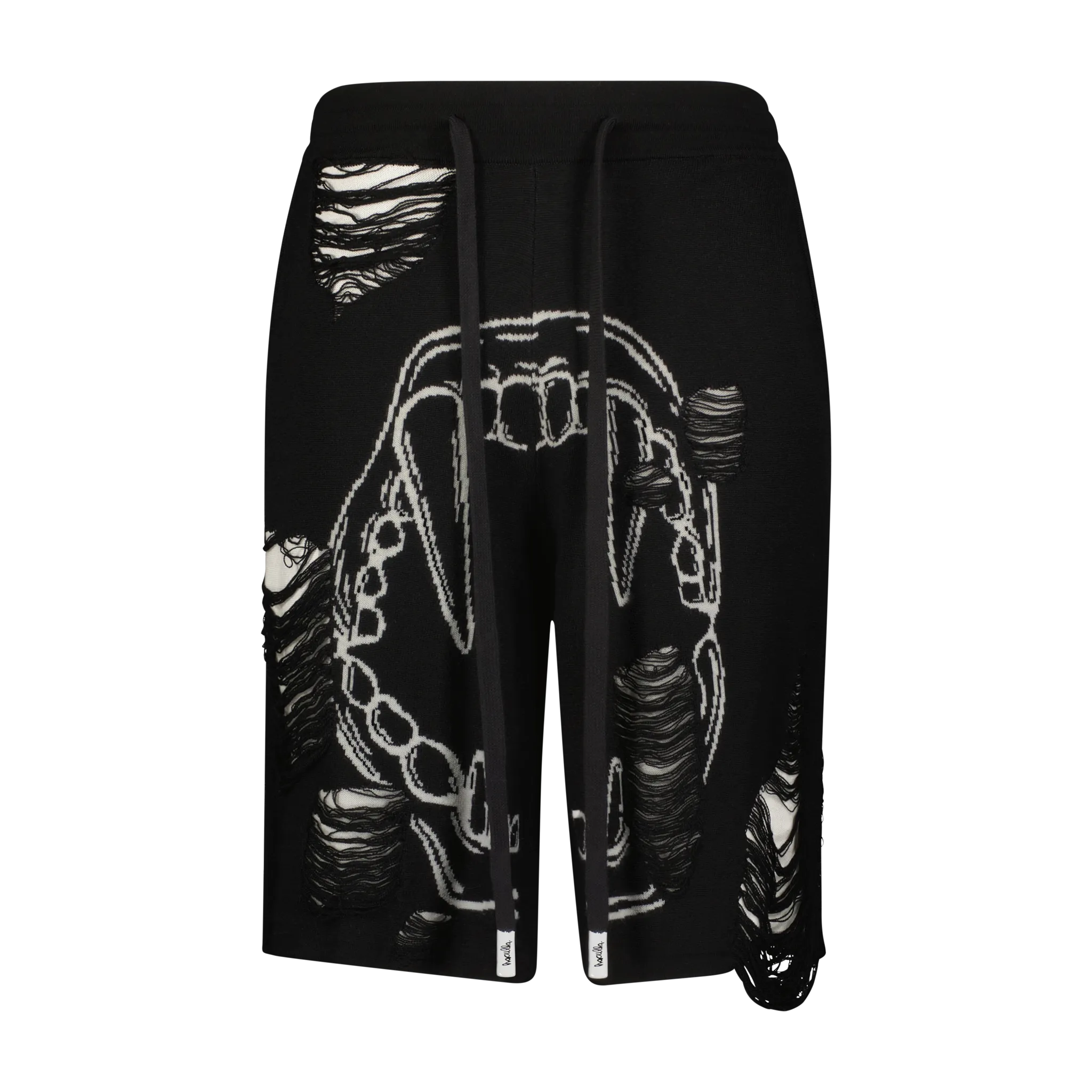 DISTRESSED FANG LIPS KNITTED SWEATER SHORT Chill Fit Design Abrasion Resistant Fabric
