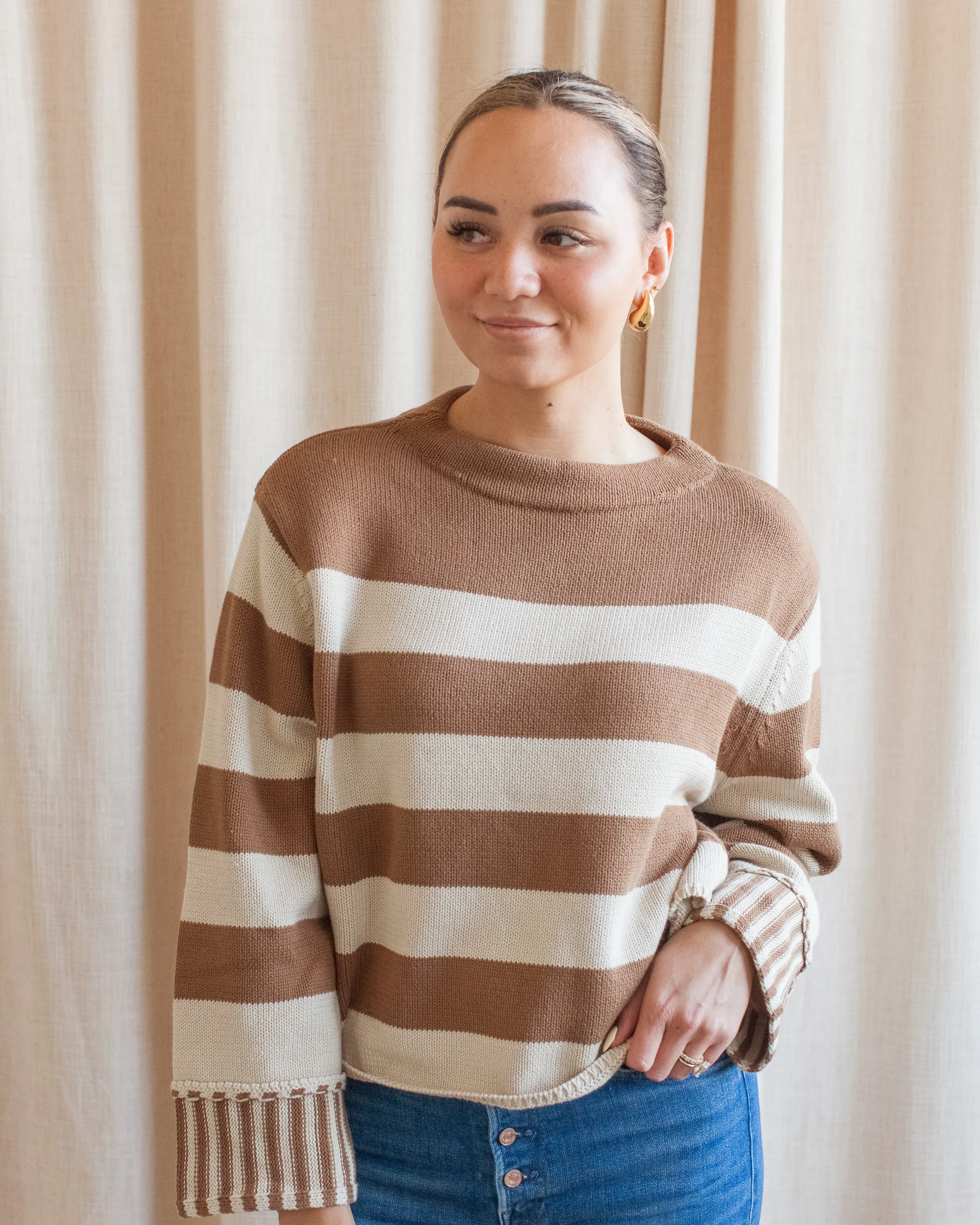 Warm design Four Way Stretch Fabric Oatmeal/Camel Kensington Sweater