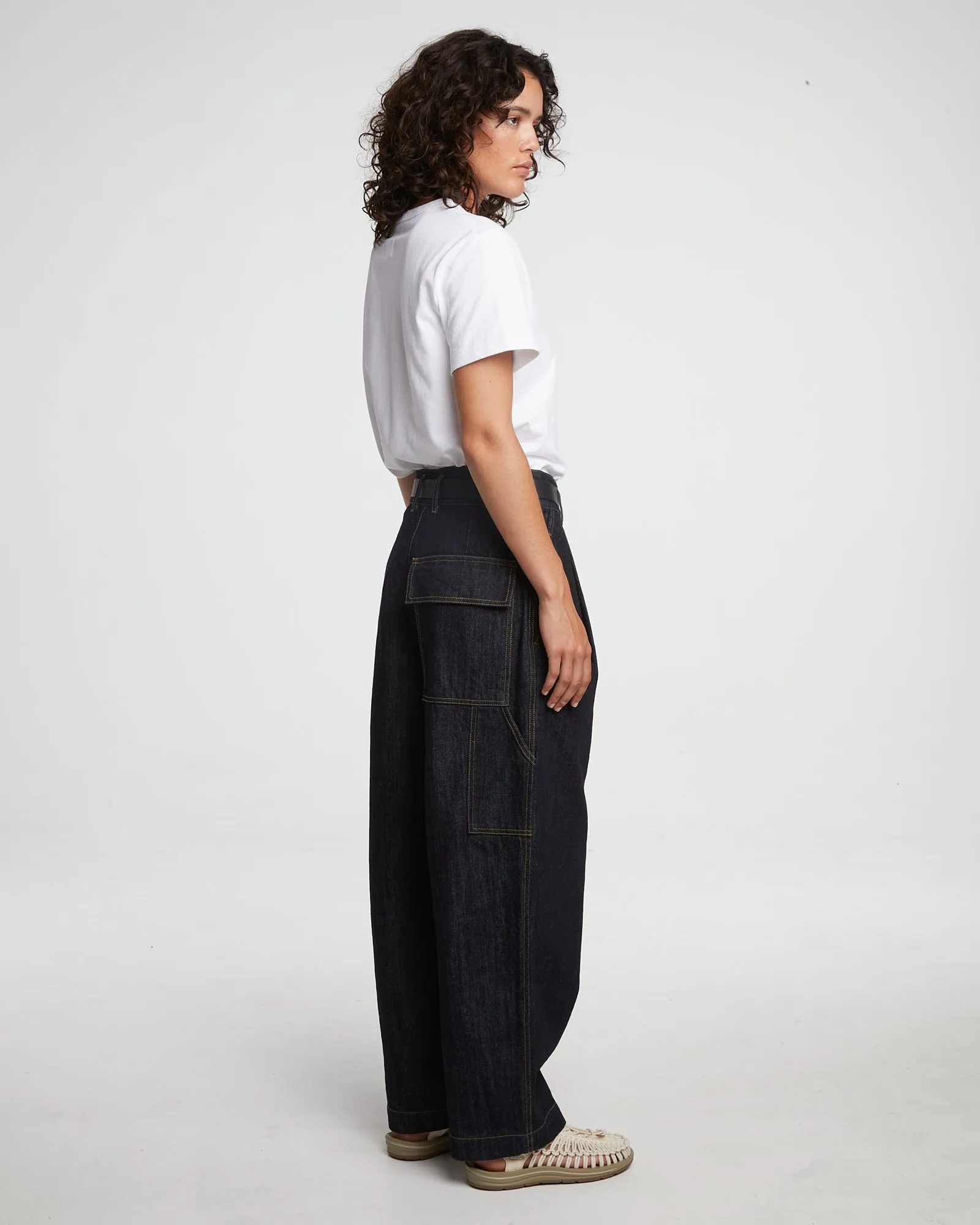 G.o.D British Worker Pants Regenerate Denim Blue AdjustableWaistband Quick Wash