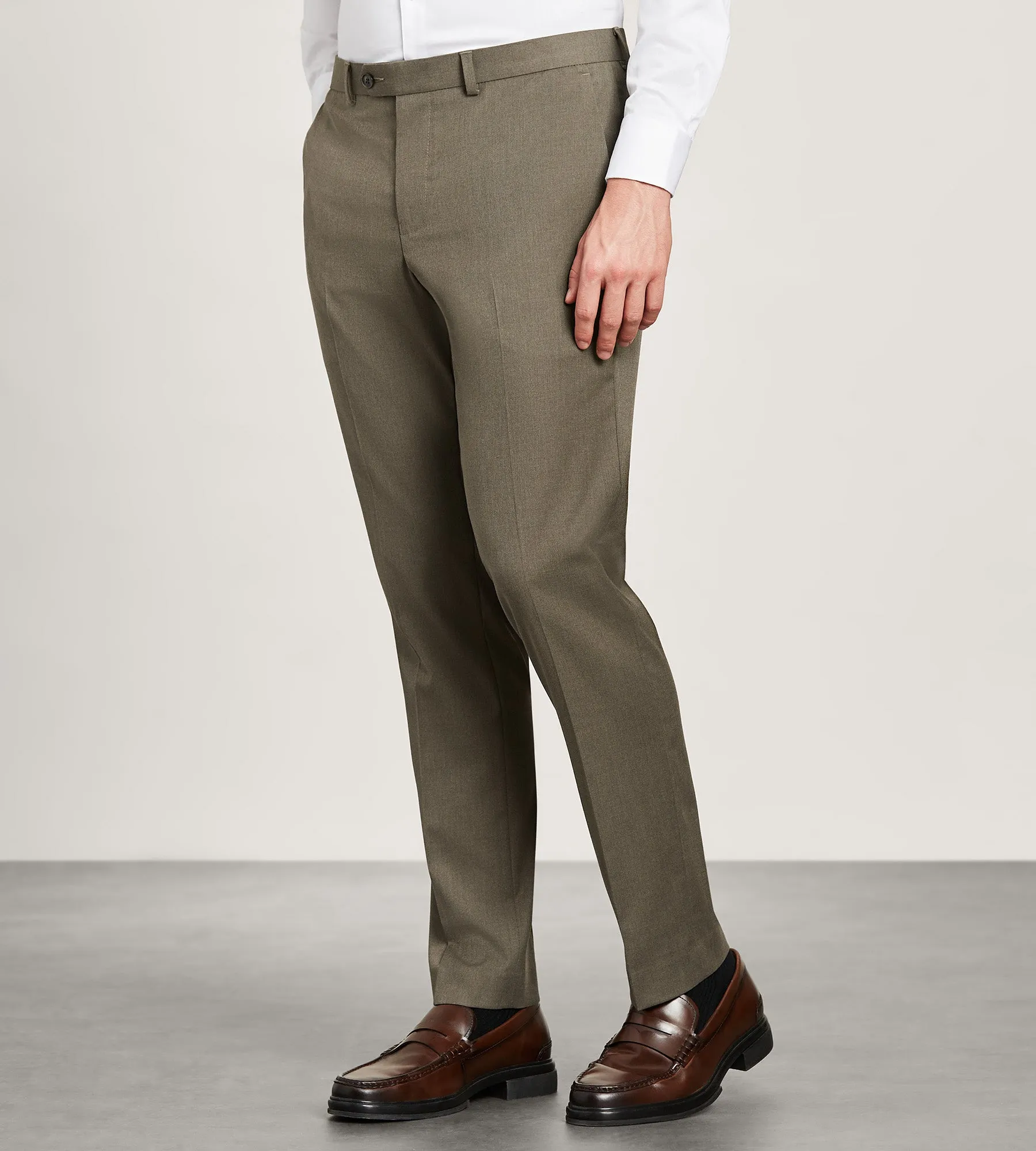 Slim Fit  Brown Solid Suit Pants Flexible Comfort Flexible Layer