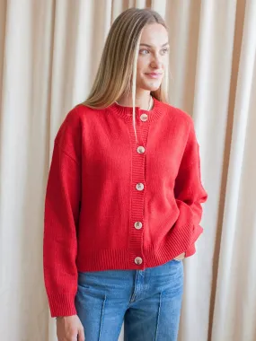Ophelia Cardigan - Red Casual Comfort Wear Drop Shoulder Cut
