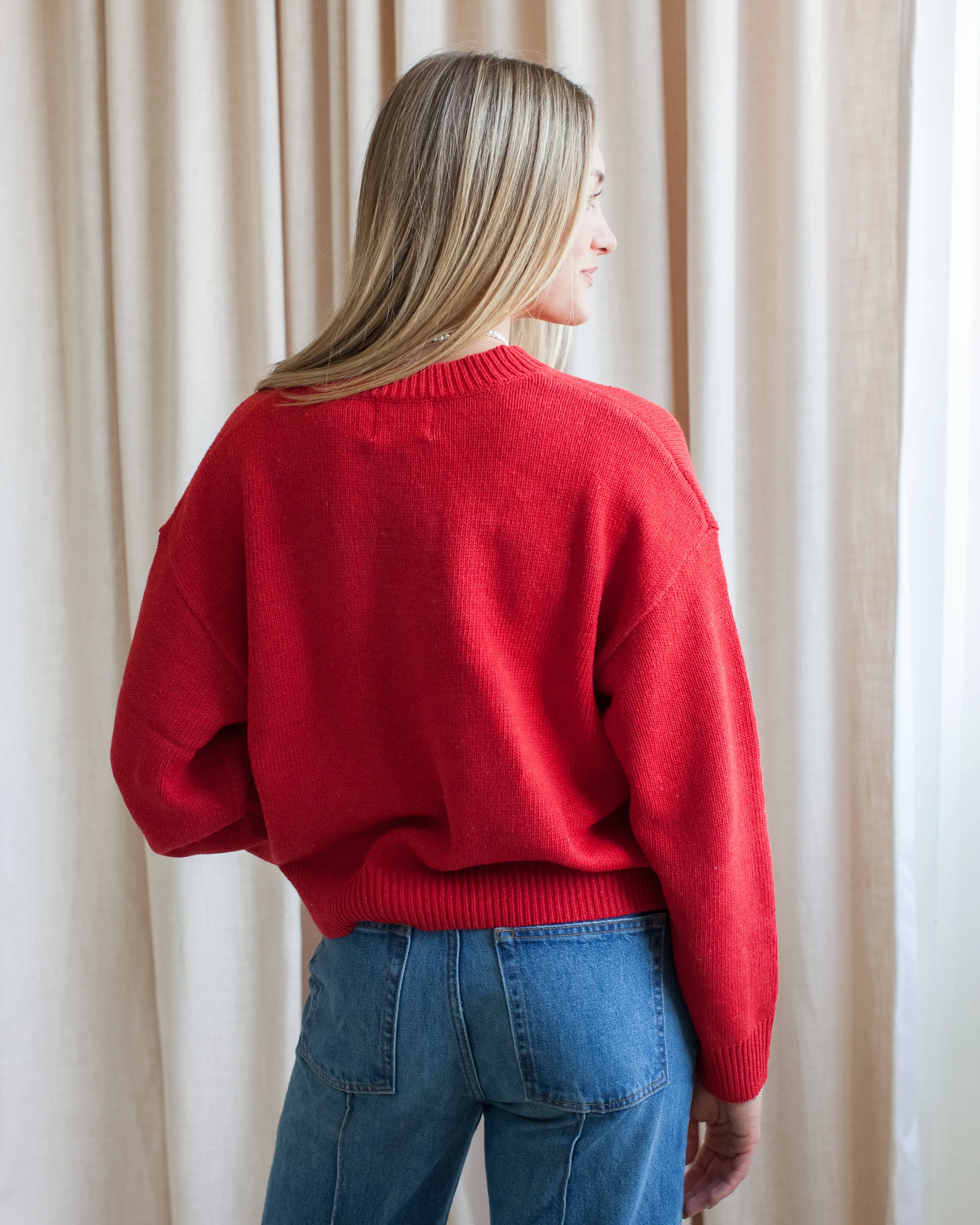 Warm Hug Soft Material Ophelia Cardigan - Red