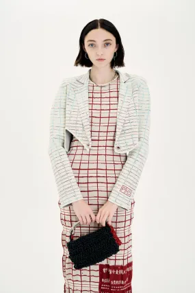 ORCHID PLAID PRINT CROPPED JACKET Monochrome Look Hidden Ventilation Zones