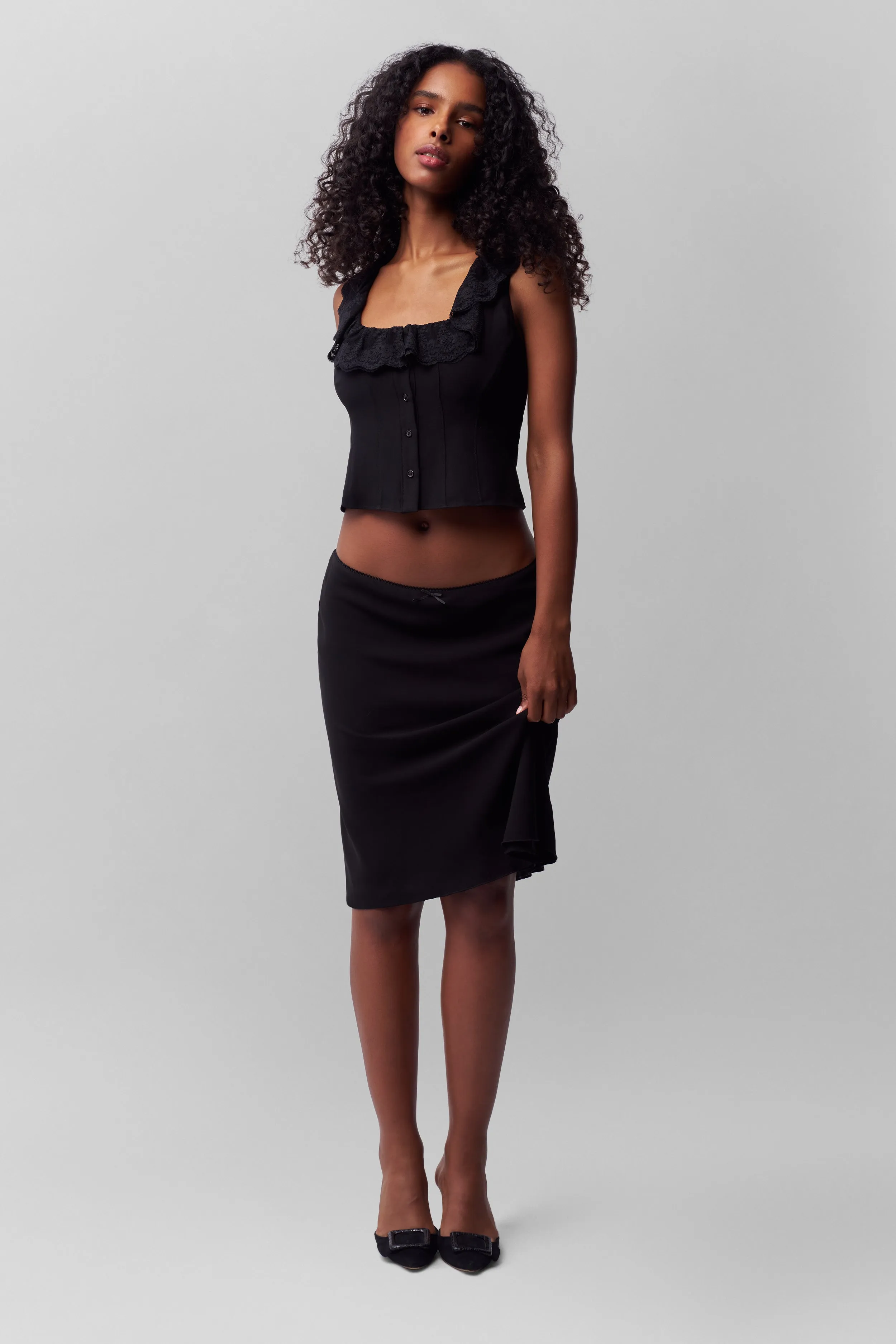 Texture Shot Push Button Closure Paloma Skirt