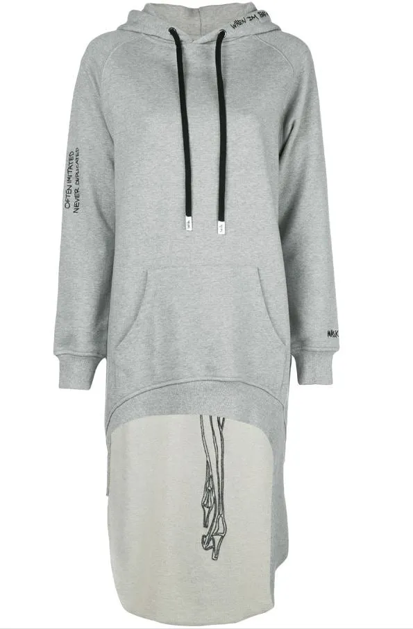PARDON EXTENDED HOODIE HEATHER GREY dormitory style