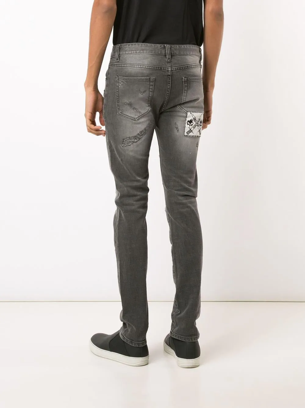 PATCHWORK DISTRESSED JEANS Cozy Stretch Fit Stretch Motion