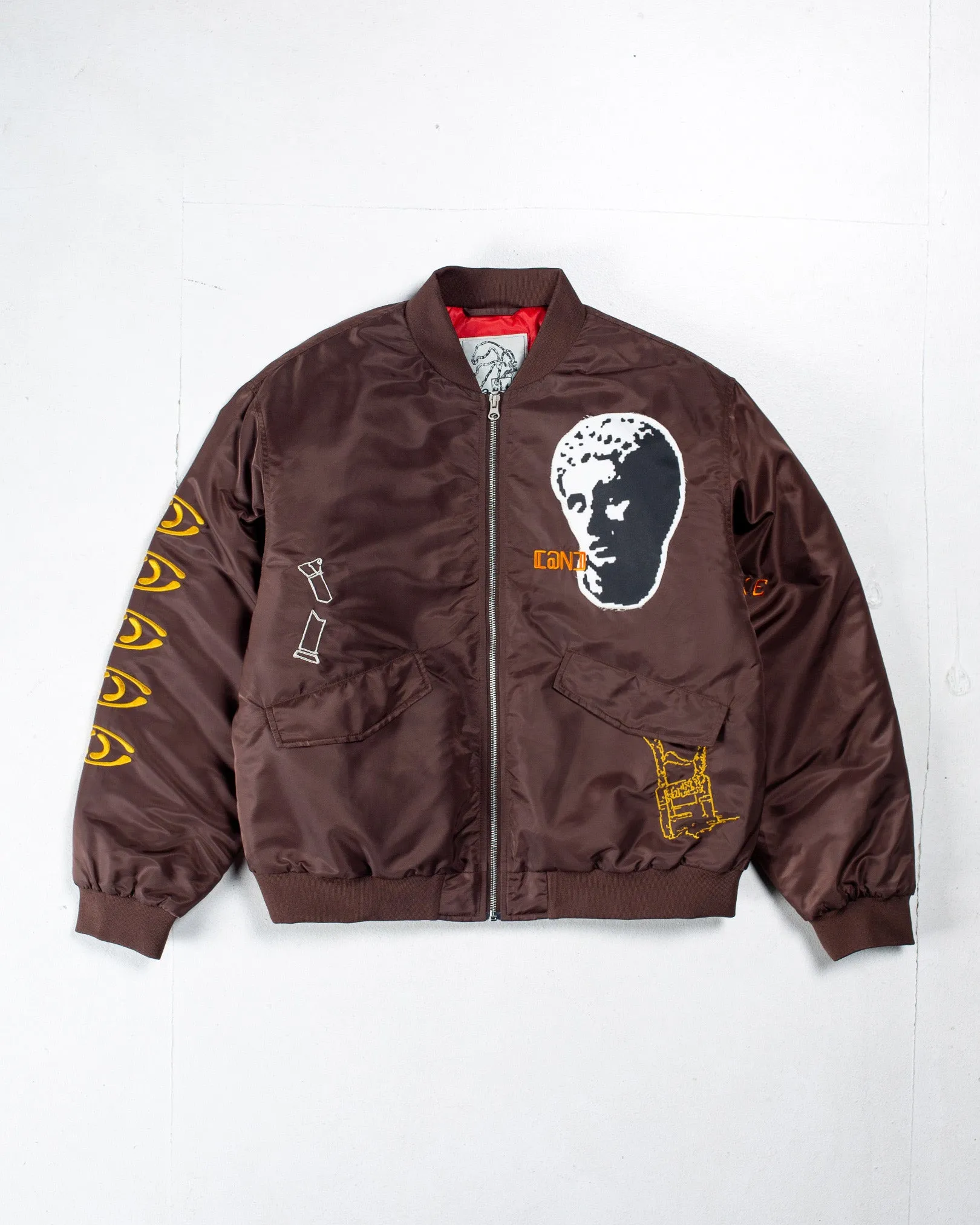 Reinforced Elbow Patches AdjustableDrawcordHem Digital Age Bomber Jacket