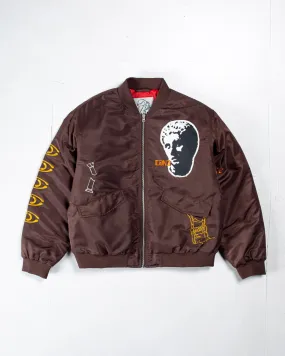 Reinforced Elbow Patches AdjustableDrawcordHem Digital Age Bomber Jacket