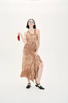 Work Mood Picture Perfect PEONY FAKE DENIM SHEER MAXI TANK DRESS