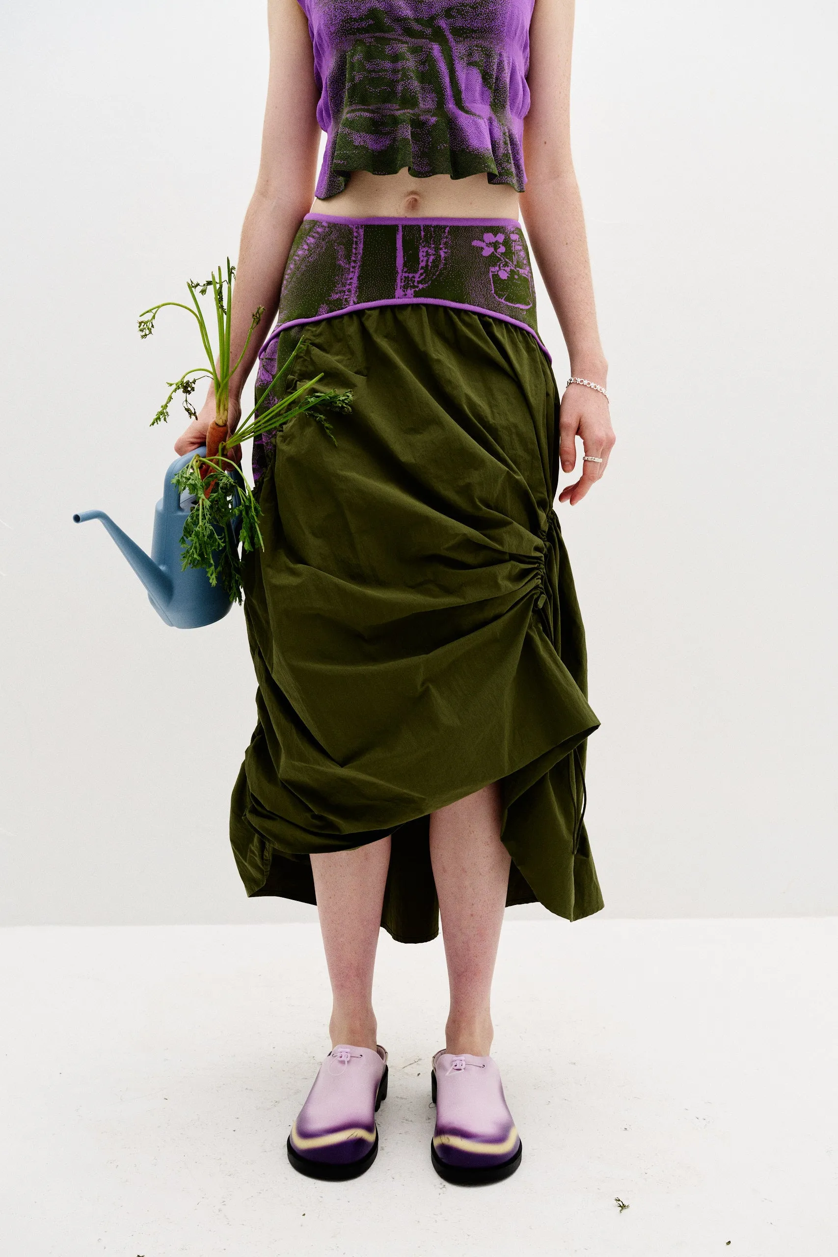 PEONY MIXED MEDIA MAXI SKIRT Basic Utility