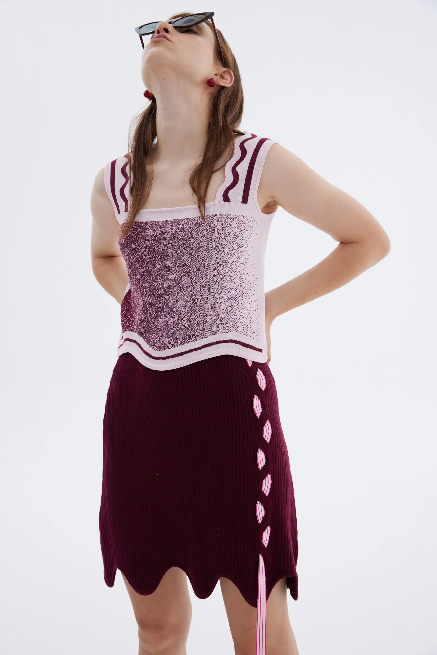 ripstop fabric SOFIA MINI SKIRT WITH TRAVELING RIBS