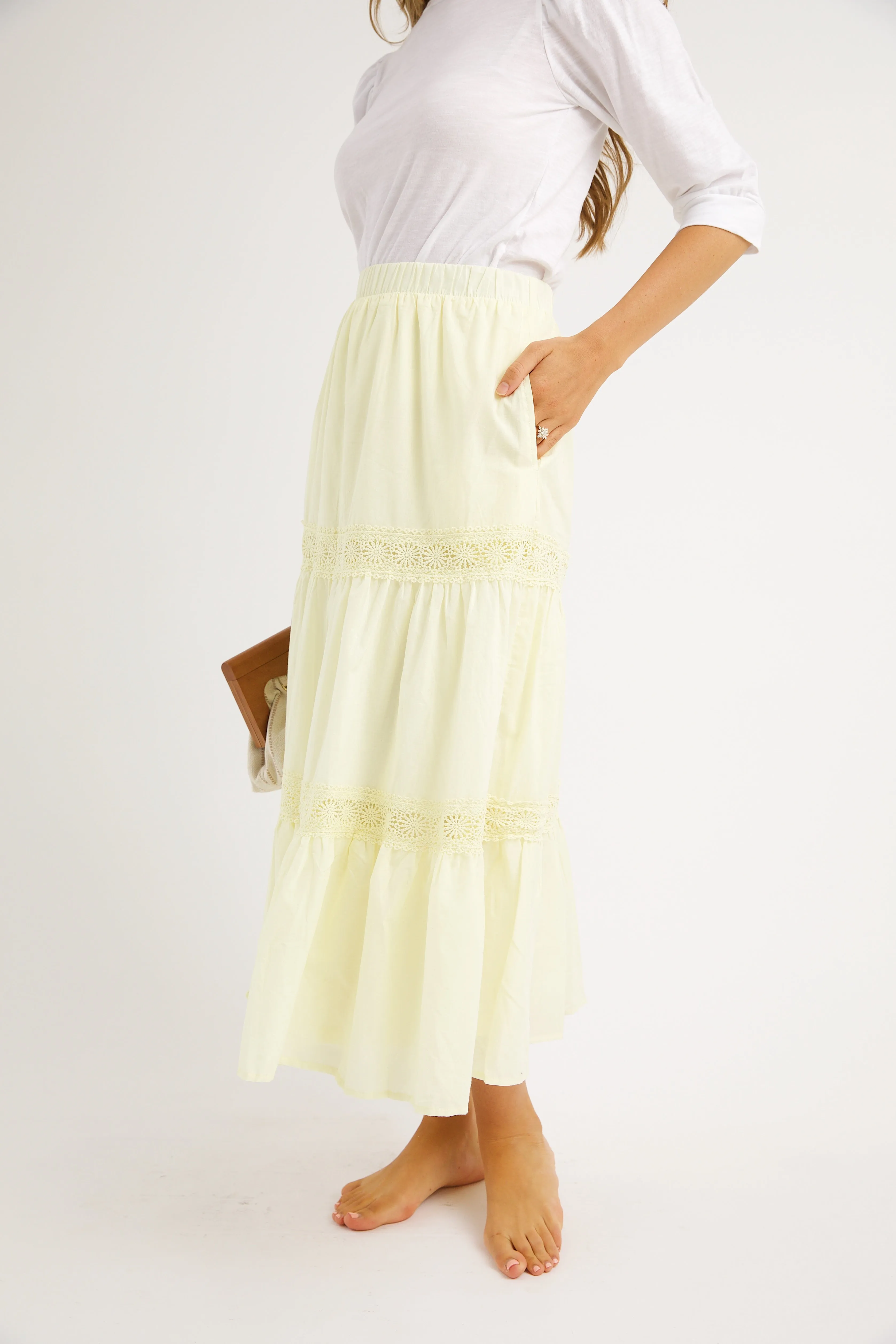 Perry Lace Skirt Crisscross Back Subtle Shimmer