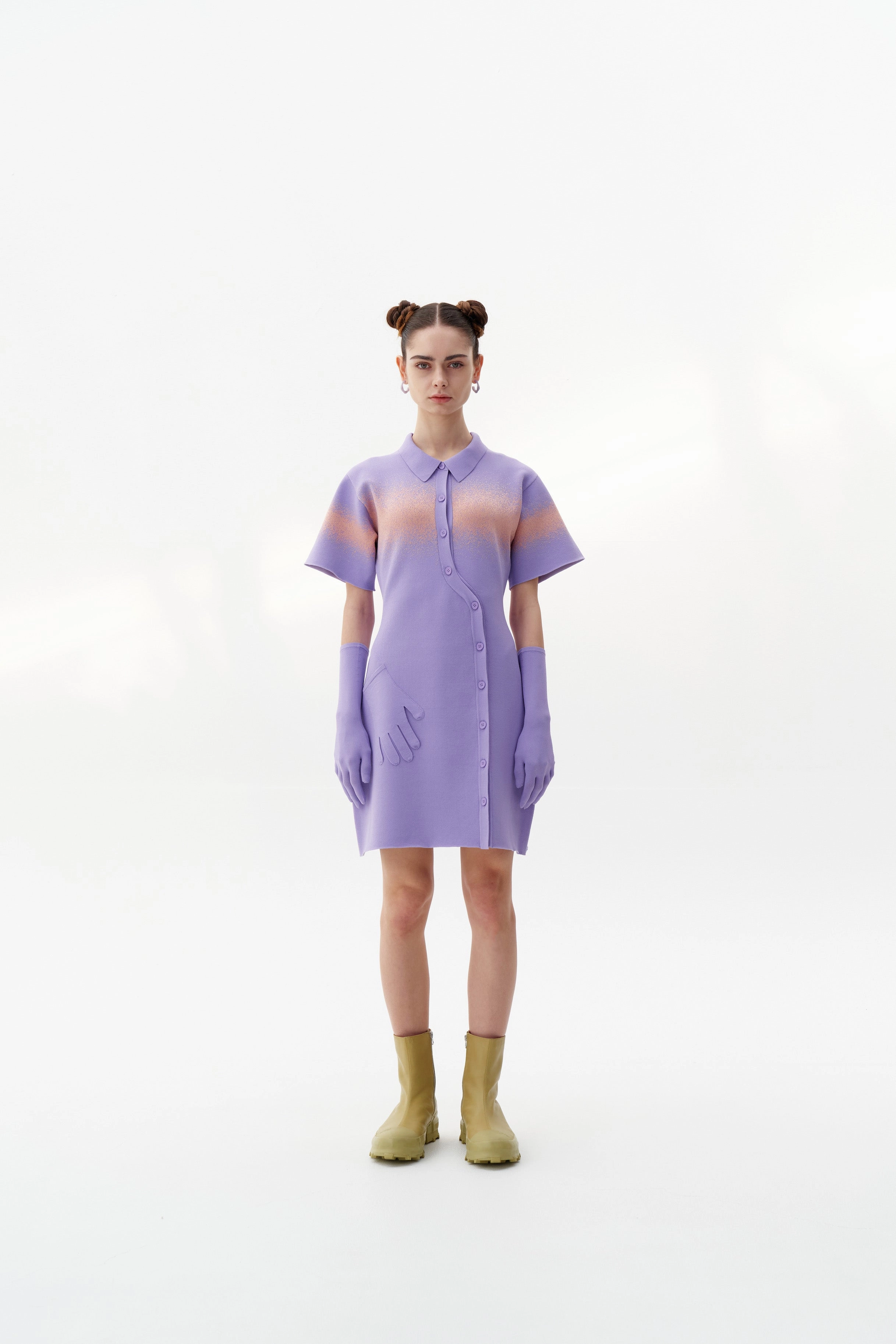 Comfortable travel dress Soft Fabric PHOEBE "SPRAY PAINTED" POLO DRESS