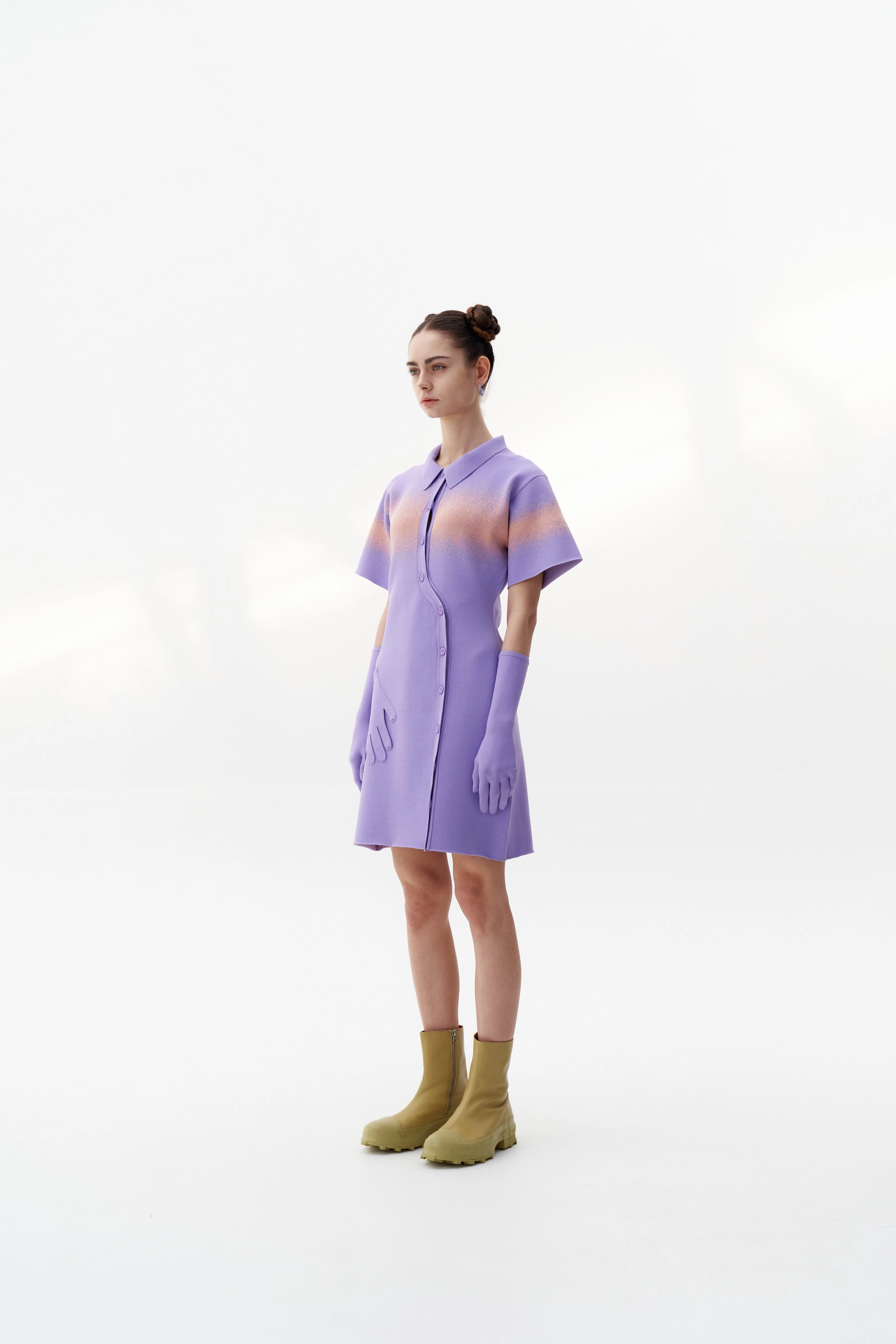 Long Sleeve PHOEBE "SPRAY PAINTED" POLO DRESS