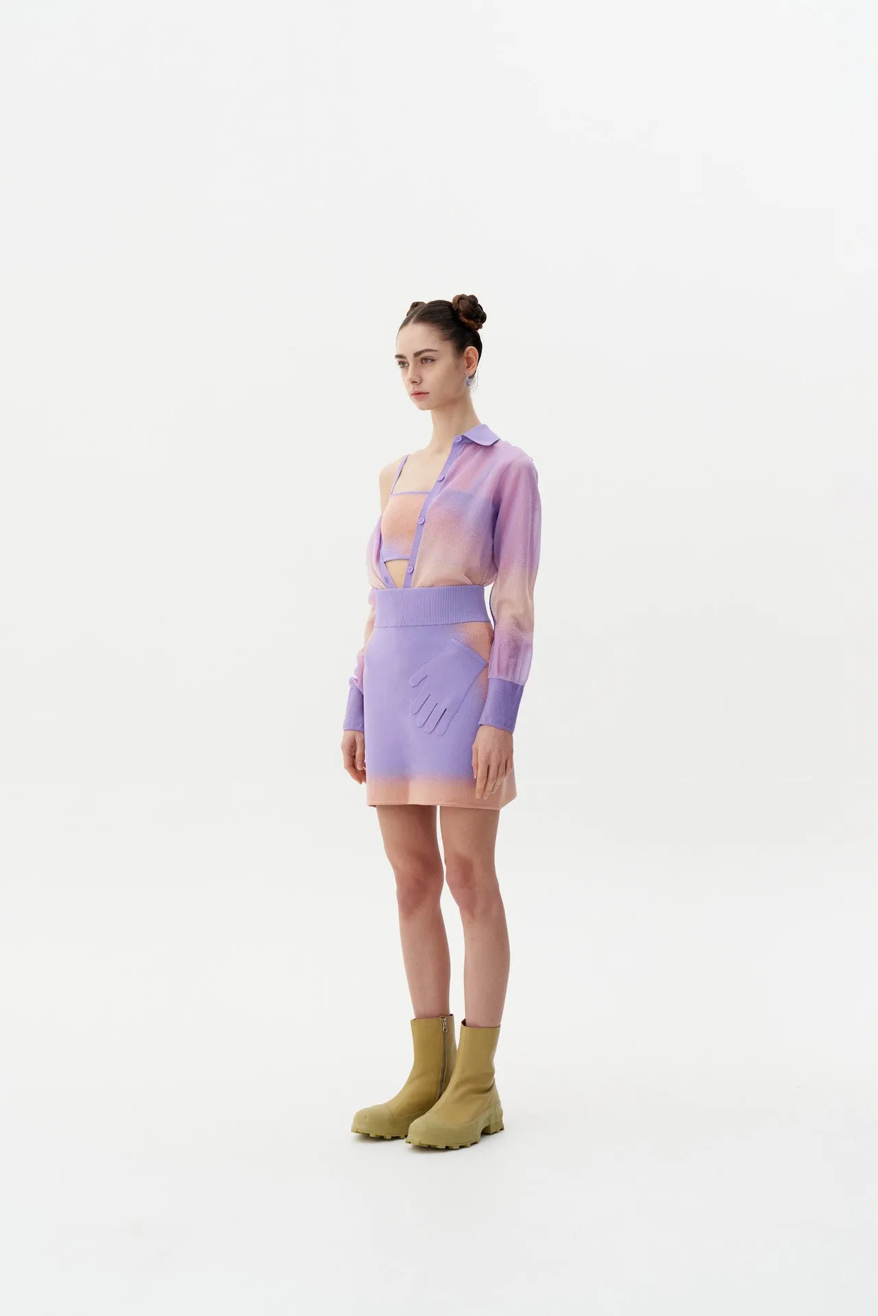 Plus-size option Quick Fit PICTOR "SPRAY PAINTED" MINI SKIRT WITH POCKET