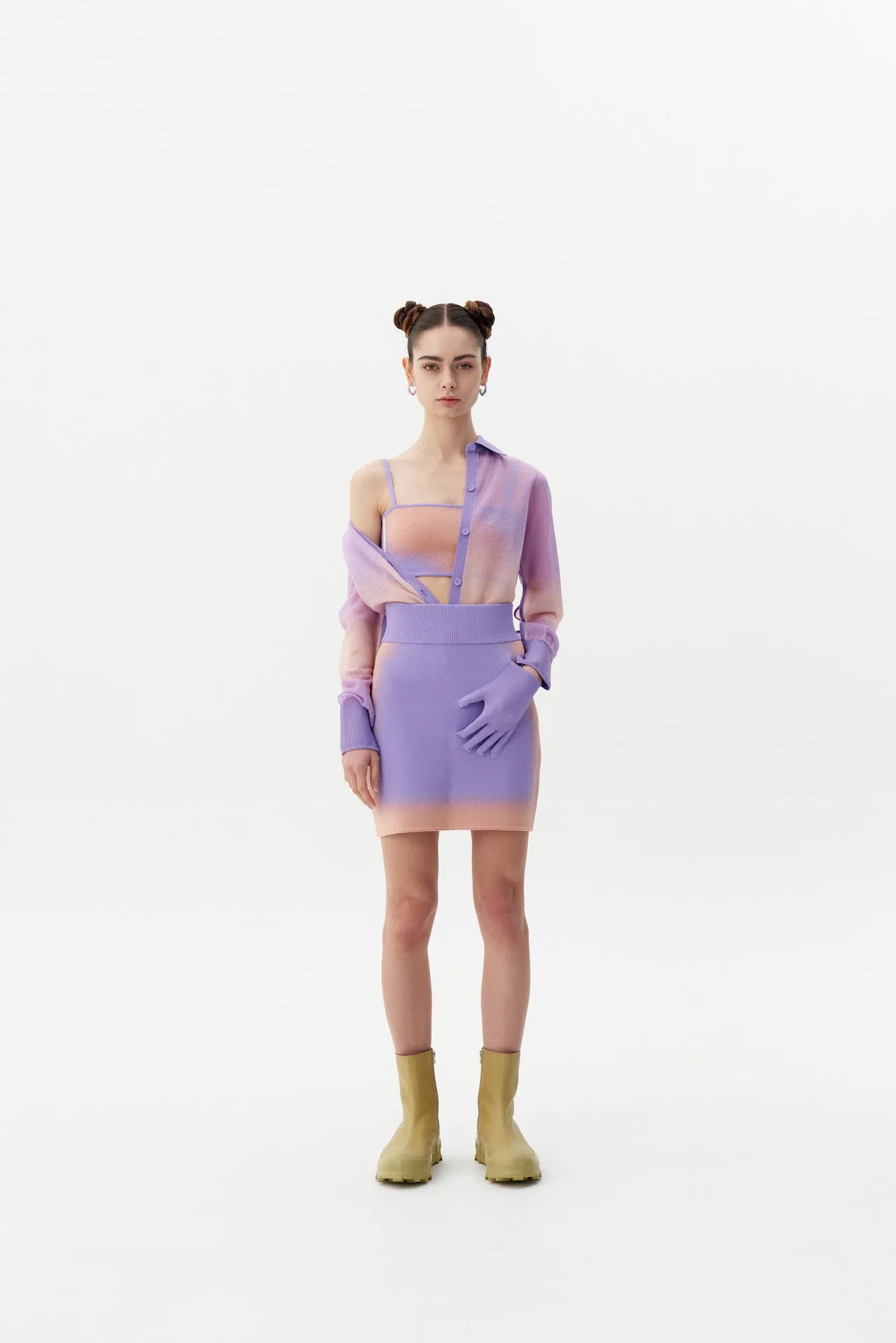 PICTOR "SPRAY PAINTED" MINI SKIRT WITH POCKET Unisex style Light support