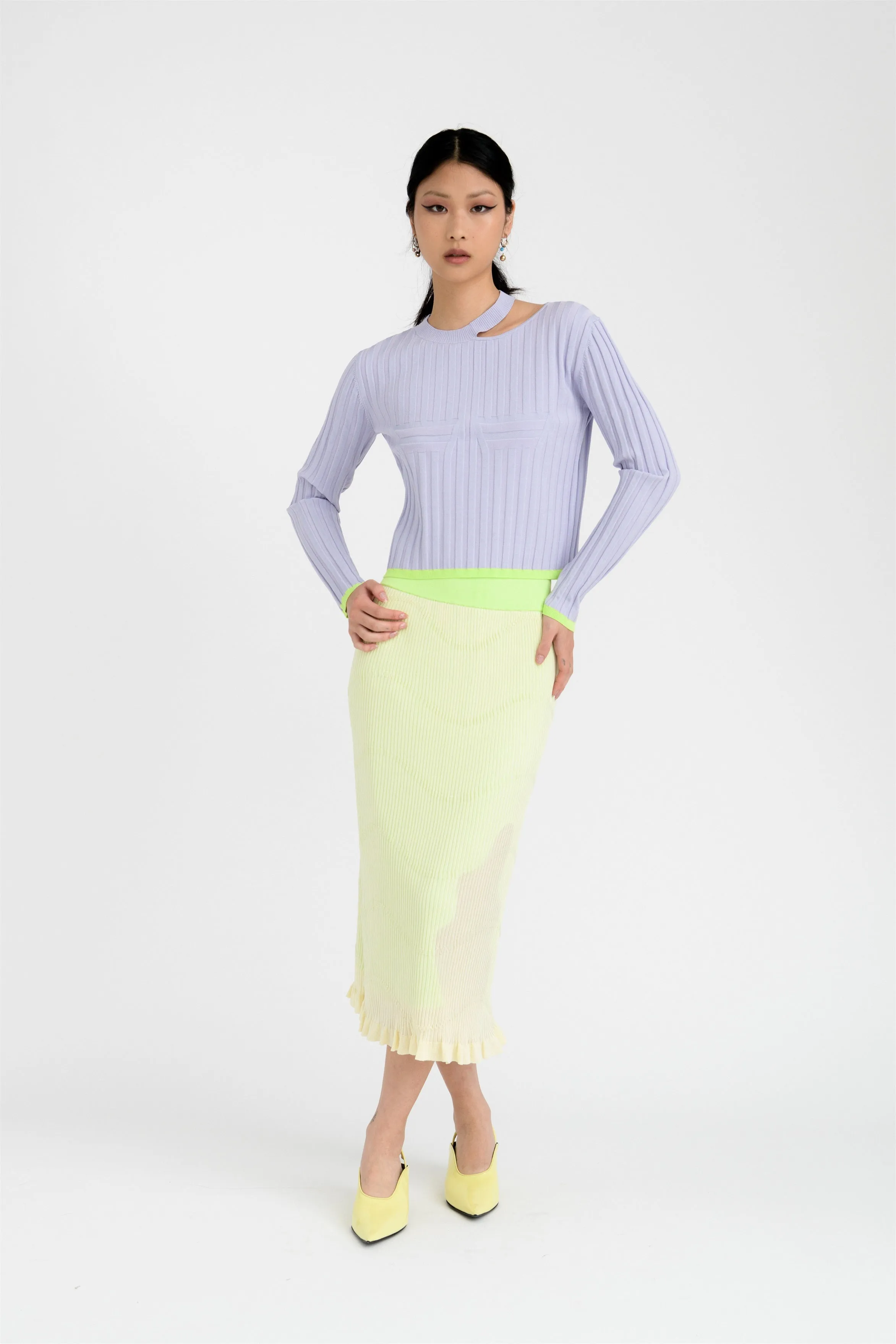 PIPE LONG SLEEVE CROPPED TOP MultiLayer Stitching SlimFitAdaptation