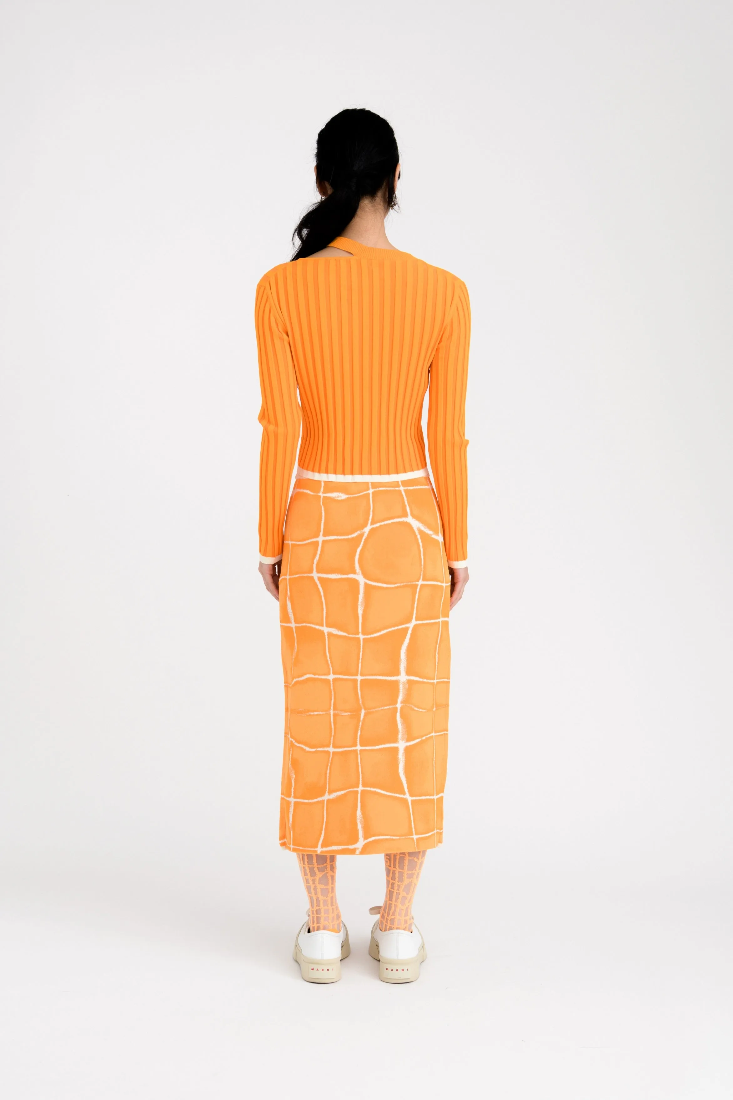 PIPE LONG SLEEVE CROPPED TOP Button Down Collar Style retro look