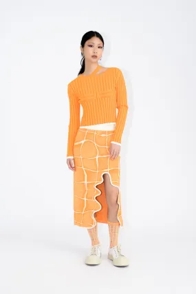 Contrast Topstitching Detail EcoFriendlyBlend PIPE LONG SLEEVE CROPPED TOP