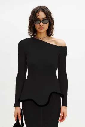 Easy to Wear PIXIE ALPACA WAVY LONG SLEEVE TOP