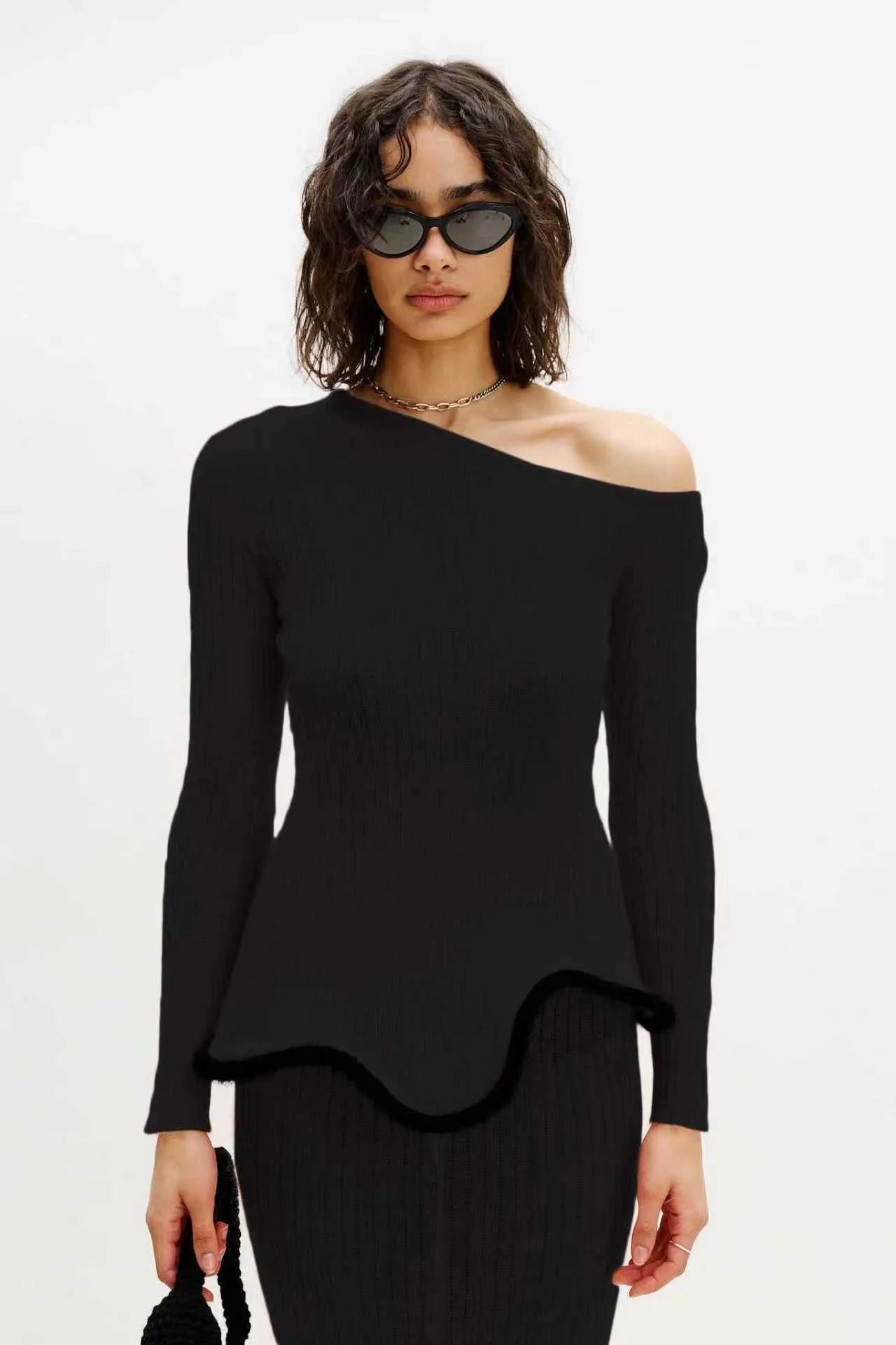 Easy to Wear PIXIE ALPACA WAVY LONG SLEEVE TOP