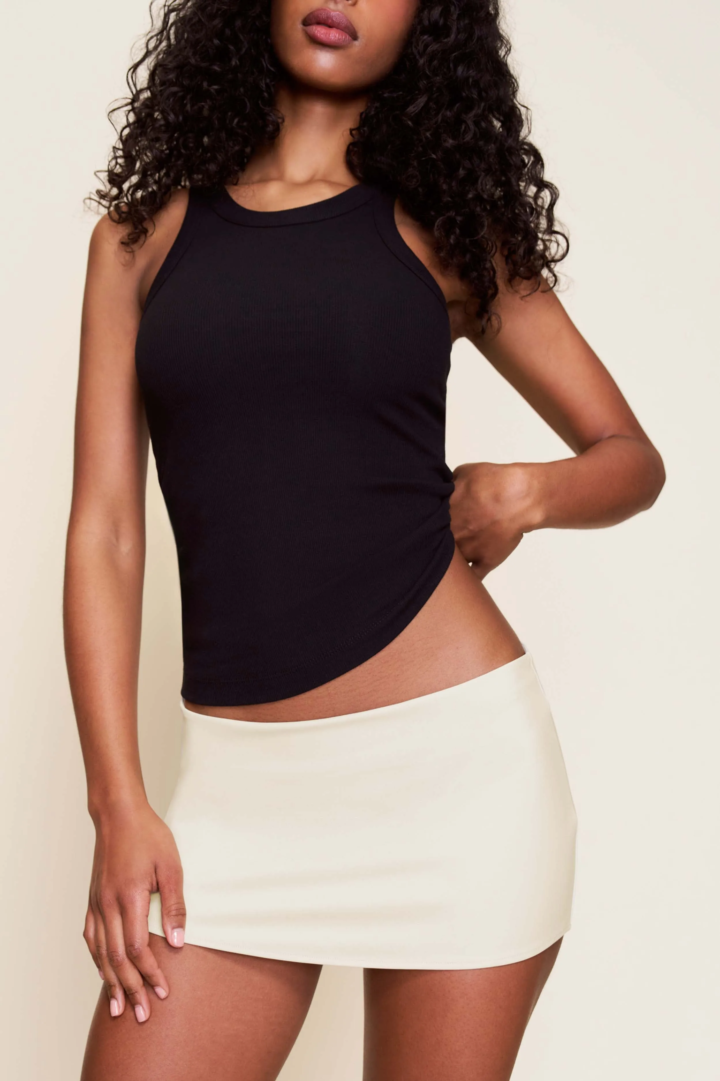 Stylist Pick Knitted Fabric Micro Mini Stretch Skirt