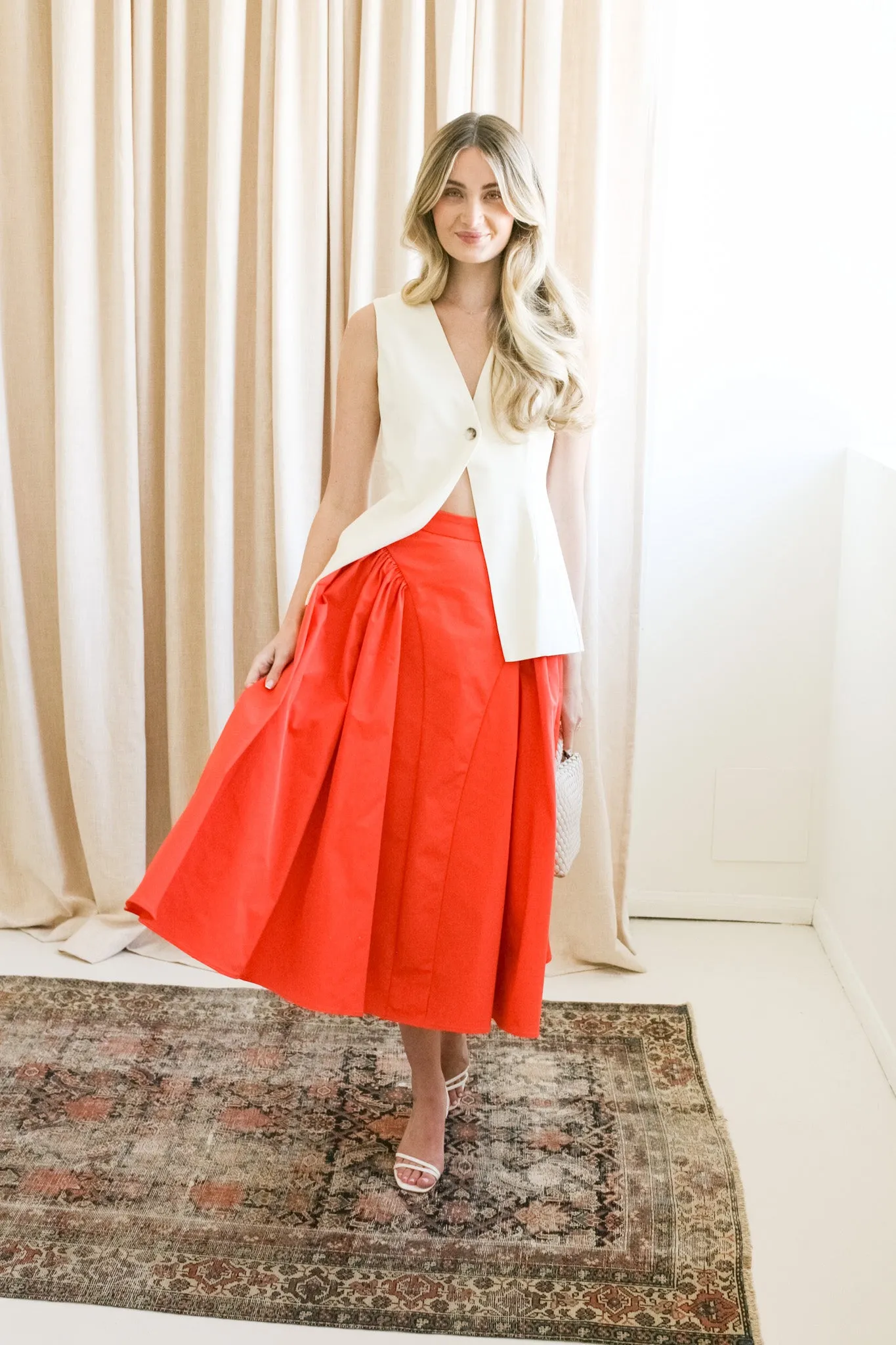 Smart Casual Smooth Texture Poppy Midi Skirt