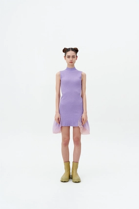 PORTIA 3D-BUBBLE RUCHED SLEEVELESS DRESS Heart Tone