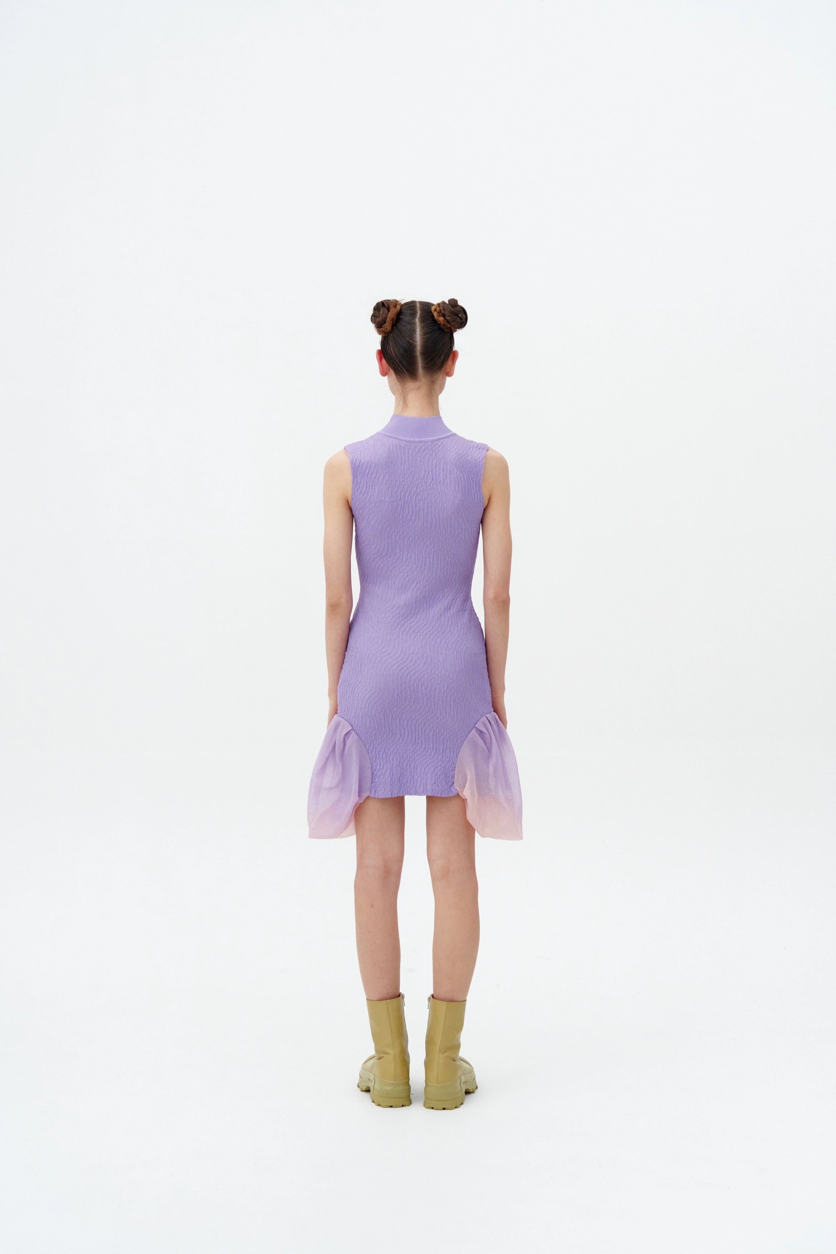 Crisp Silhouette PORTIA 3D-BUBBLE RUCHED SLEEVELESS DRESS