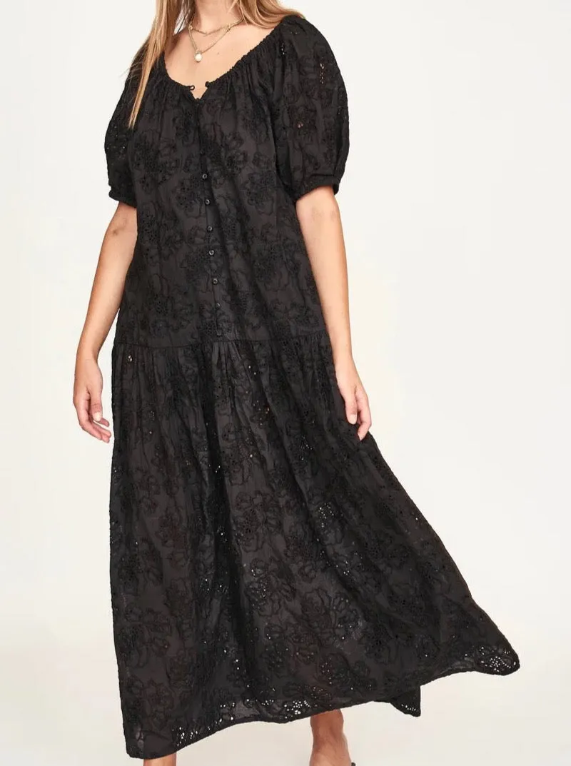 V-Neck Mirth Capri Dress In Black Eyelet