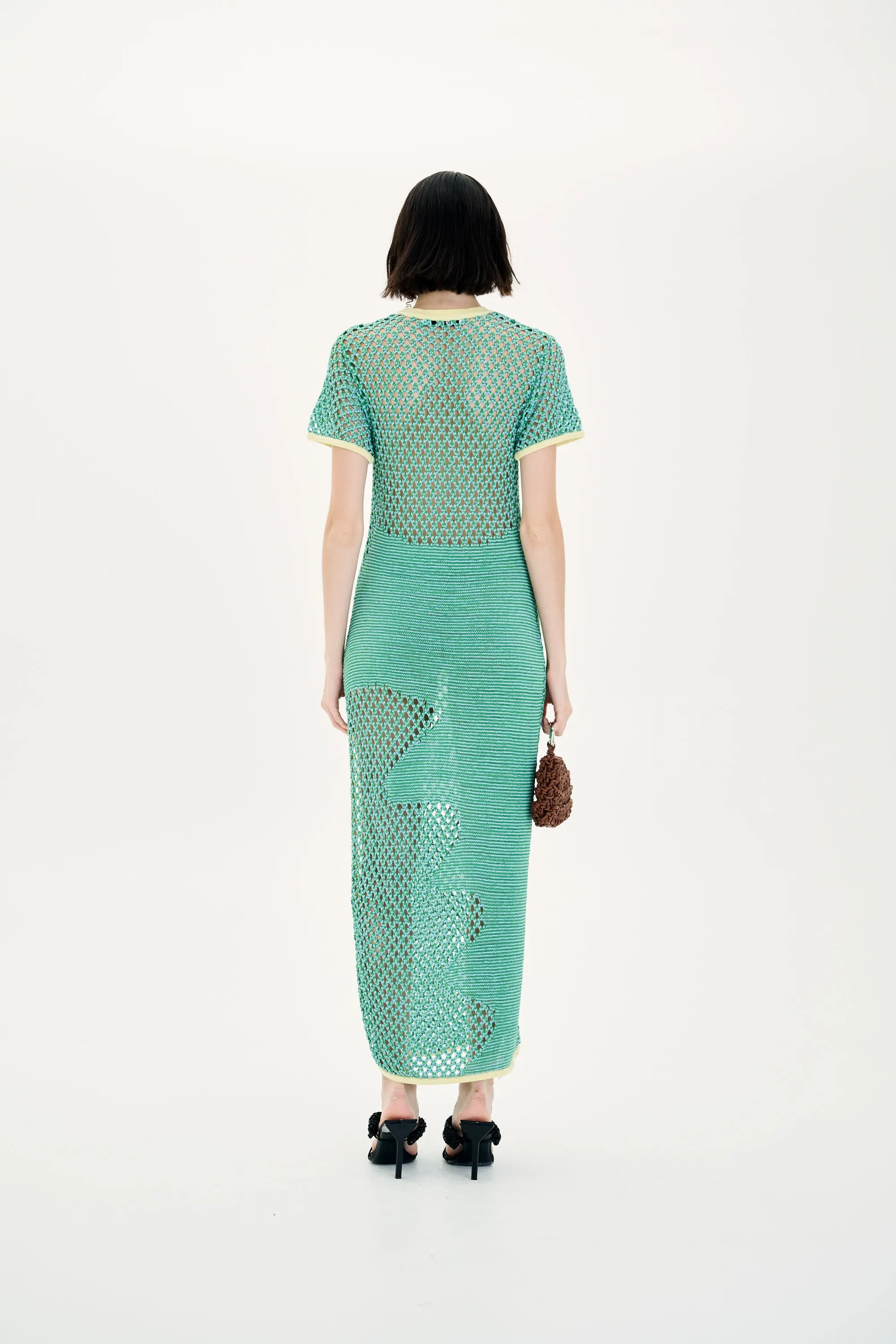 PERRY CROCHET SHORT SLEEVE DRESS Light material