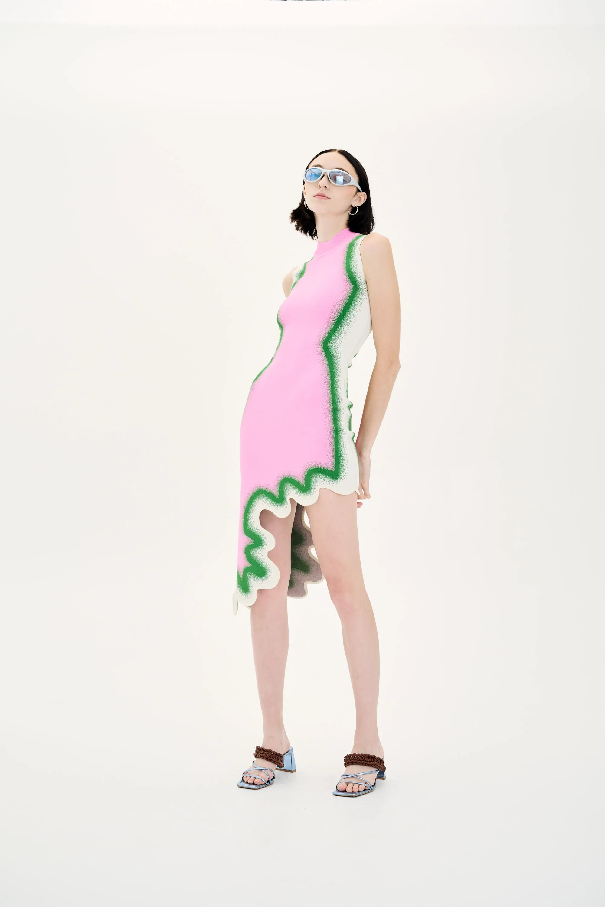 BROOKLYN WAVY ASYMMETRIC DRESS Side Tie