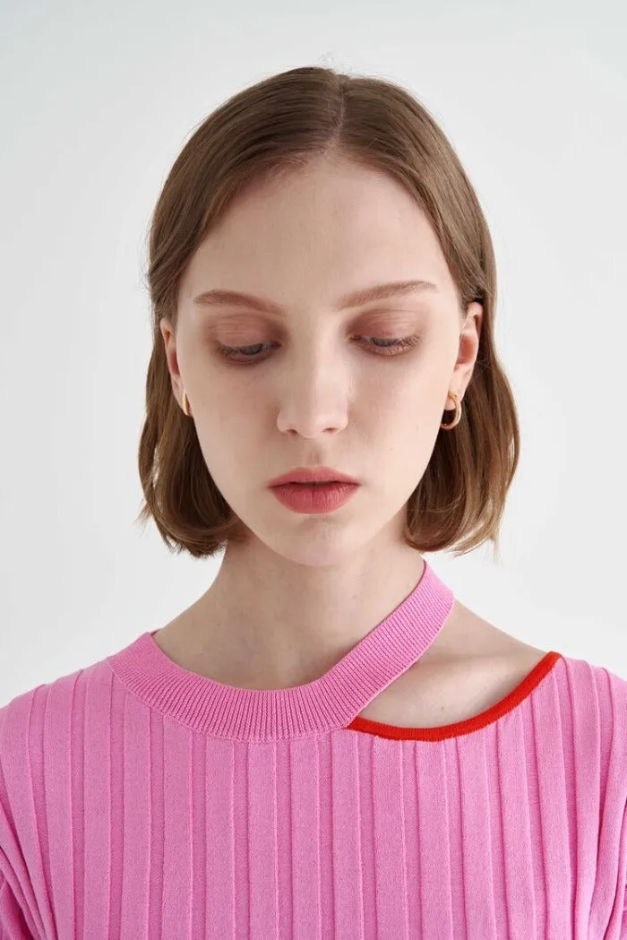 Saclay Simple Crop Top Two Tone Weave Stretch Knit Material