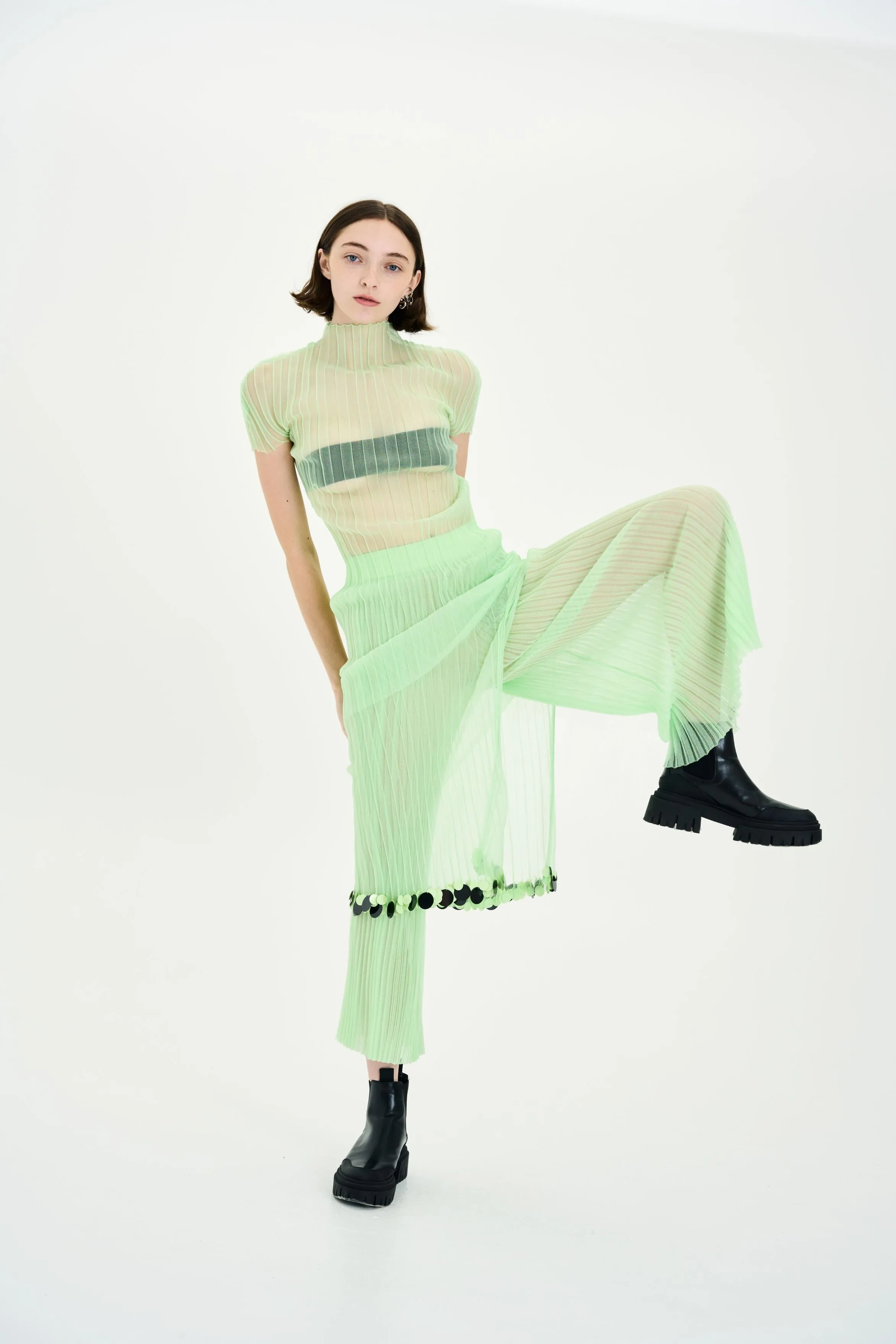 Comfort Focused DAISY ORGANZA SHEER WIDE LEG PANTS