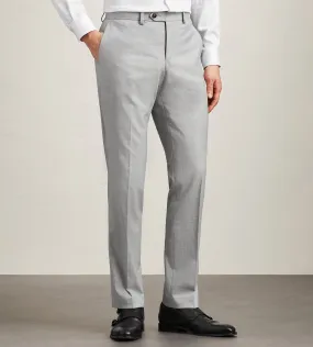 Slim Fit Light Grey Solid Suit Pant SecureZipperClosures