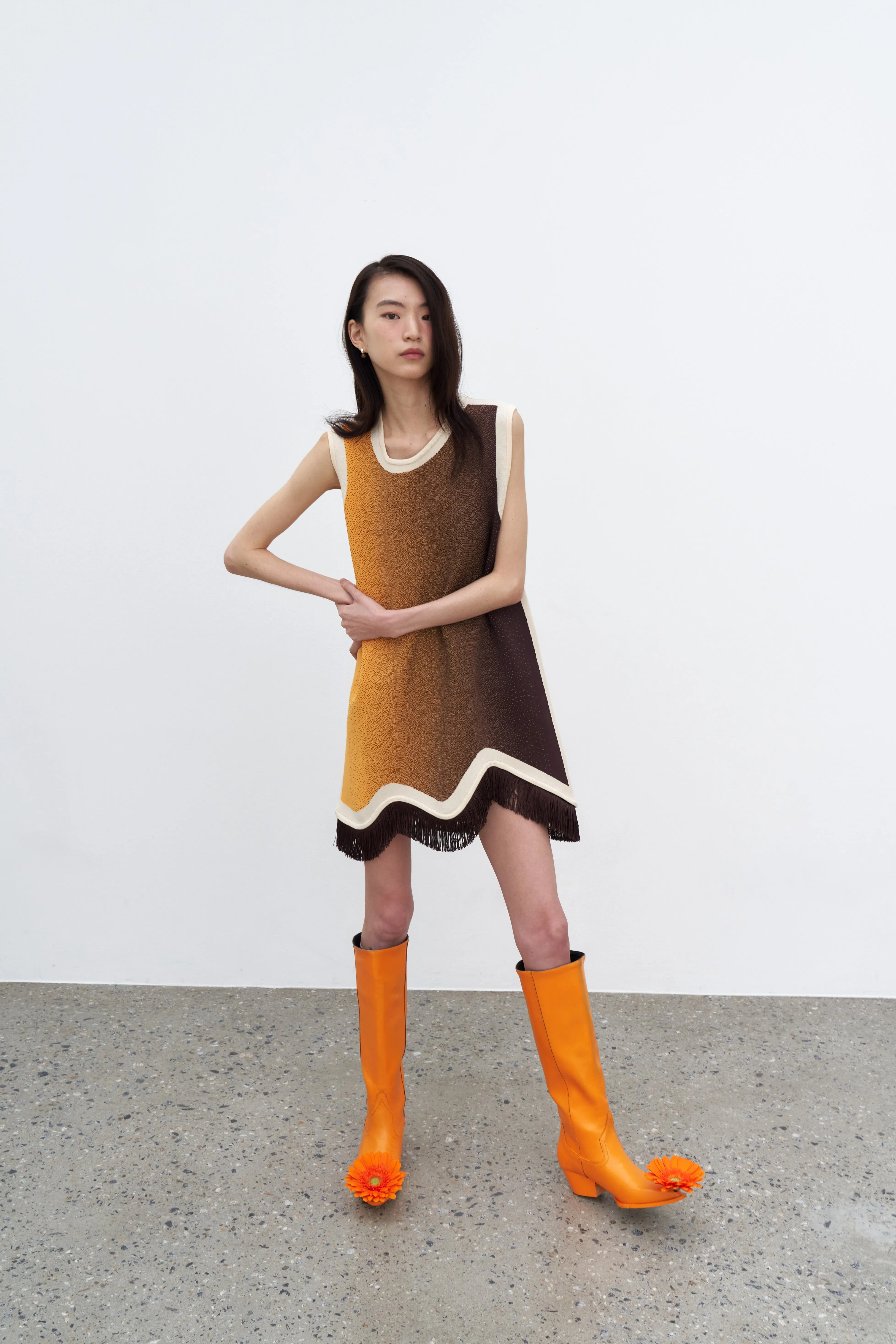 DAISY GRADIENT PRINT A-LINE DRESS WITH FRINGE Cute Touch