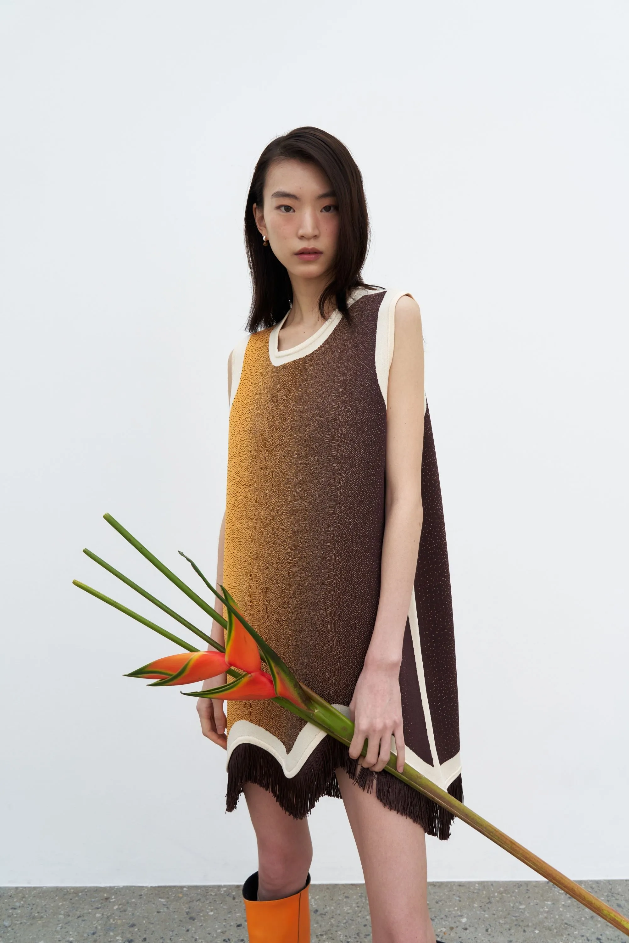 Modern Staple DAISY GRADIENT PRINT A-LINE DRESS WITH FRINGE