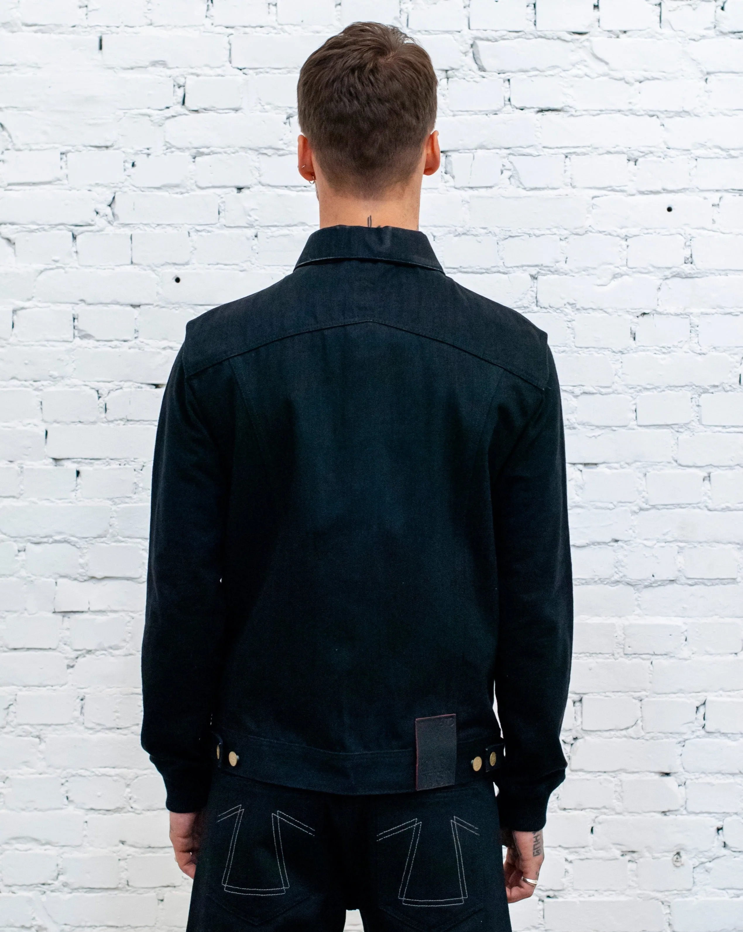 736 Sleeveless Jacket Black Denim FullLengthZip Hidden Pocket System