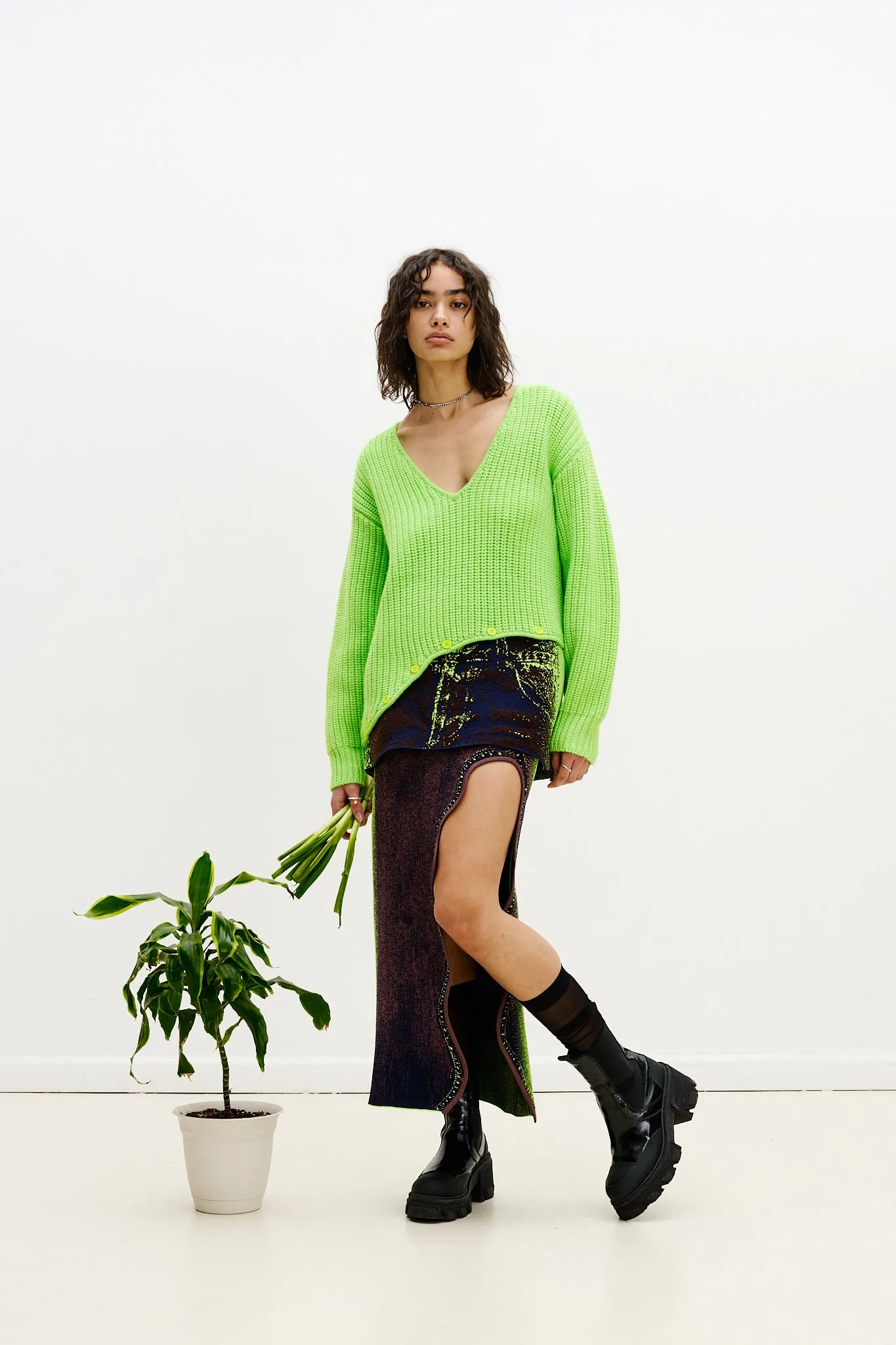 Lightweight Layer LILY WAVY MIDI DENIM SKIRT