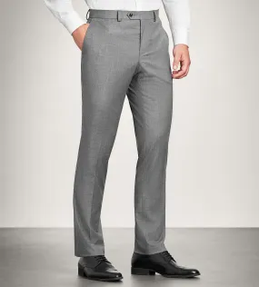 Easy Motion SoftCottonBlend Slim Fit Grey Solid Suit Pant