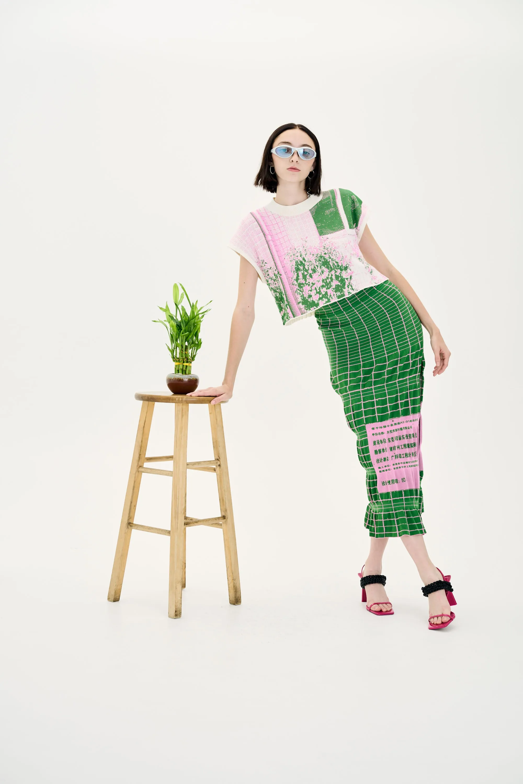 RABENDA TREE PRINT BOXY CROPPED TOP Non Iron Fabric