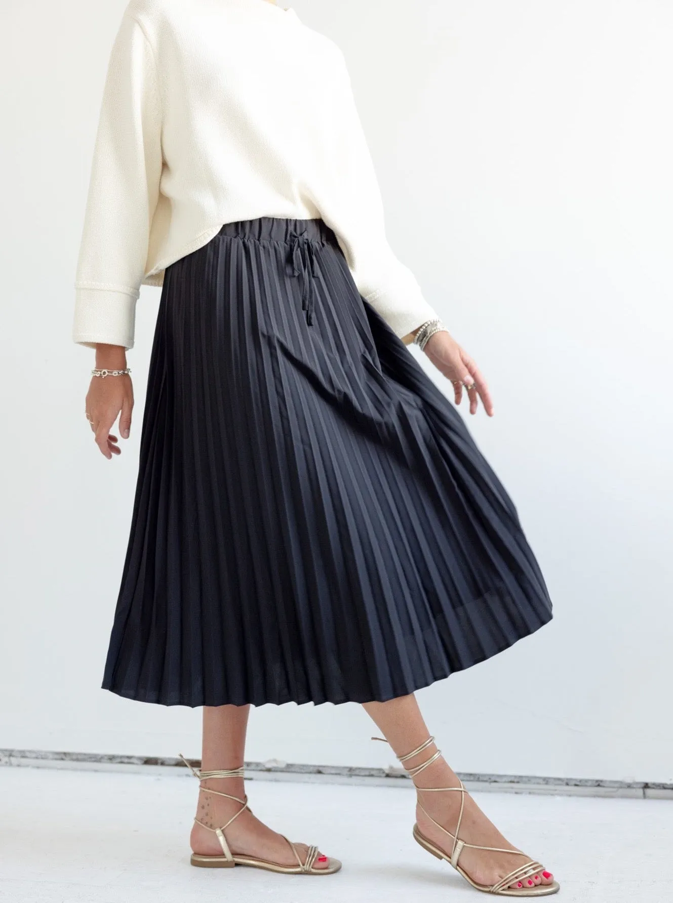 Laser Cut Edges Raven Midi Skirt